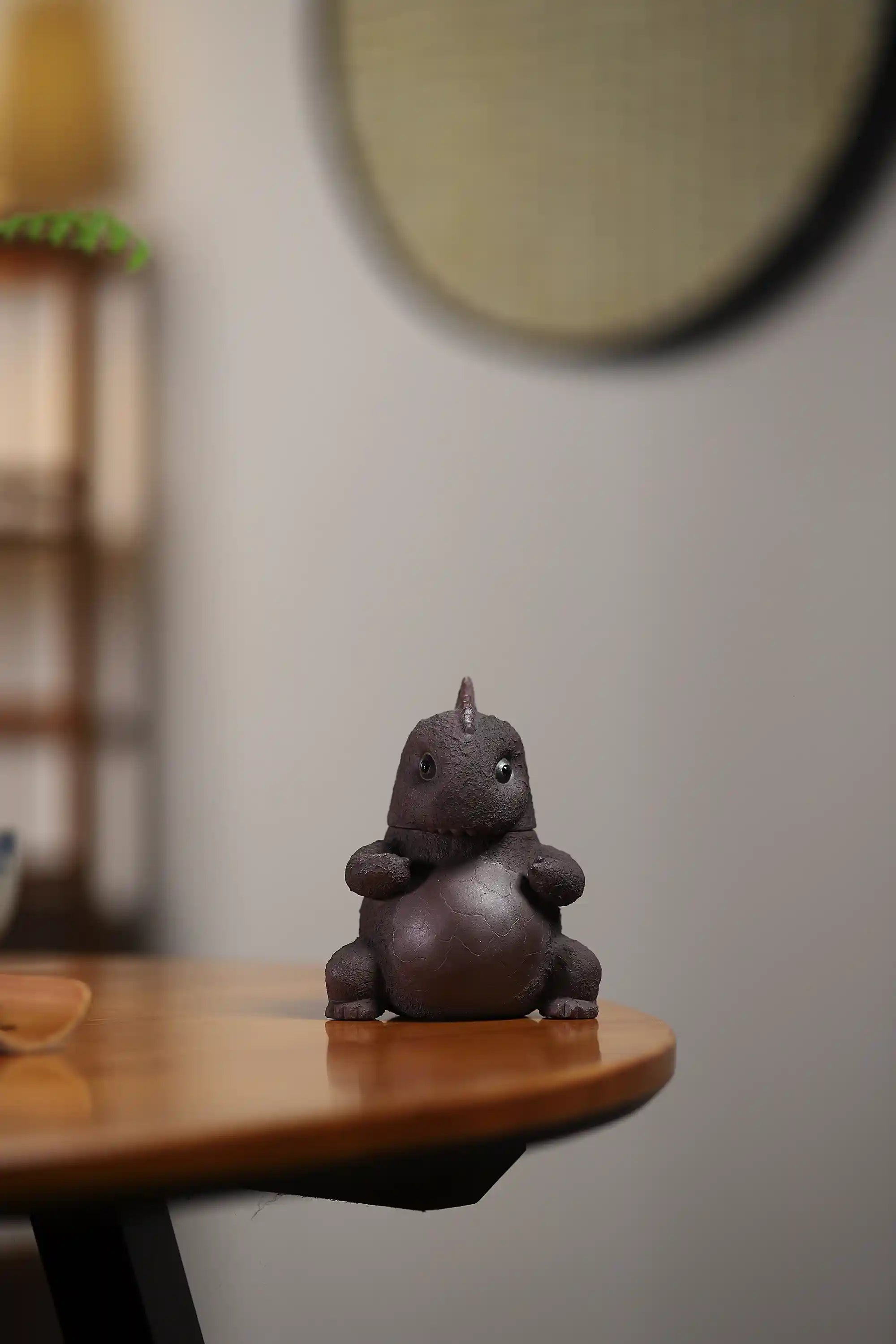 Handmade Black Clay Dinosaur Teapot