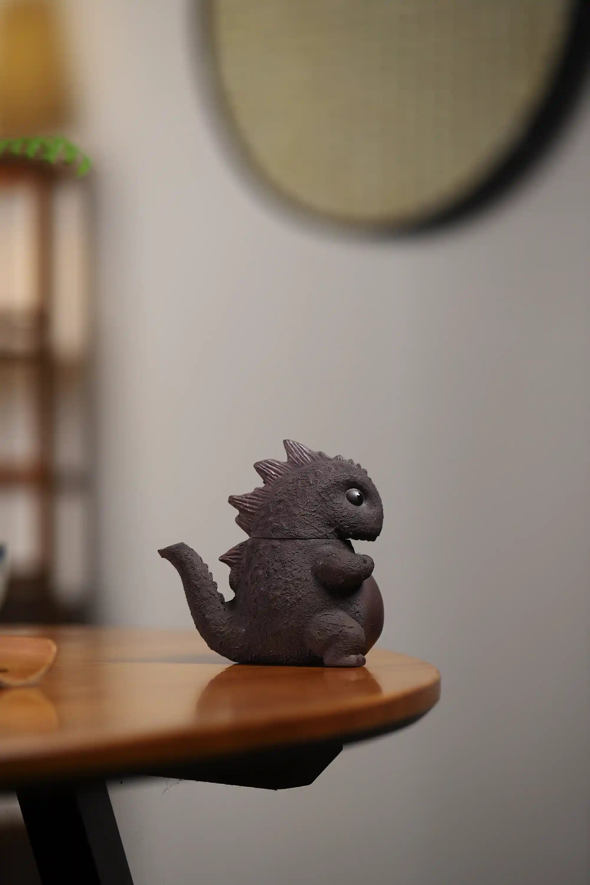 Handmade Black Clay Dinosaur Teapot
