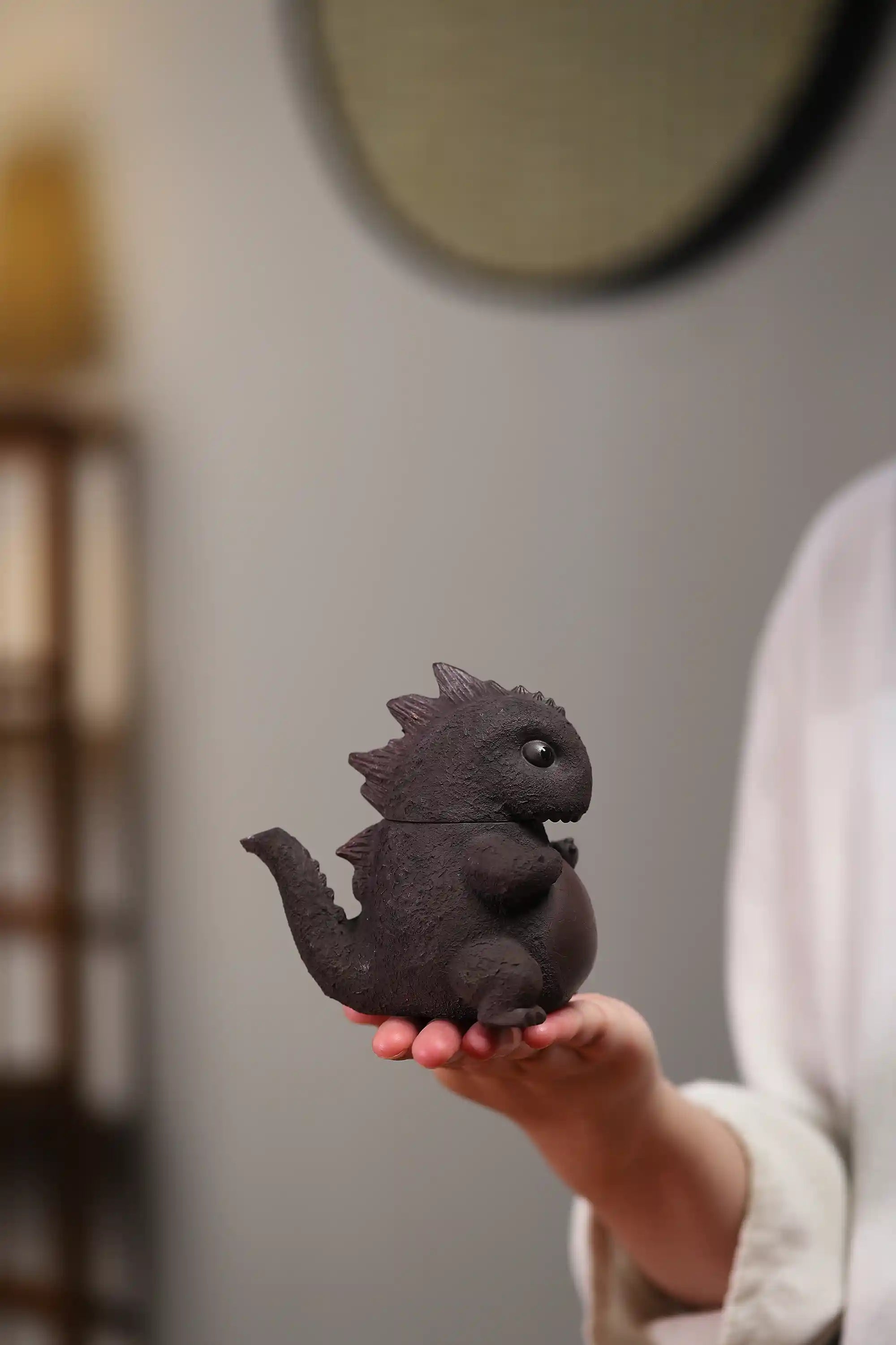 Handmade Black Clay Dinosaur Teapot