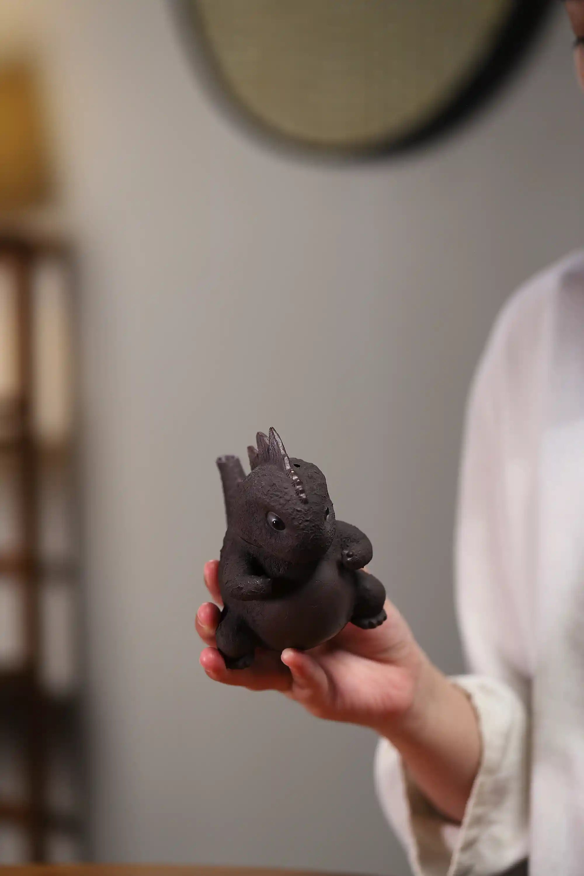 Handmade Black Clay Dinosaur Teapot