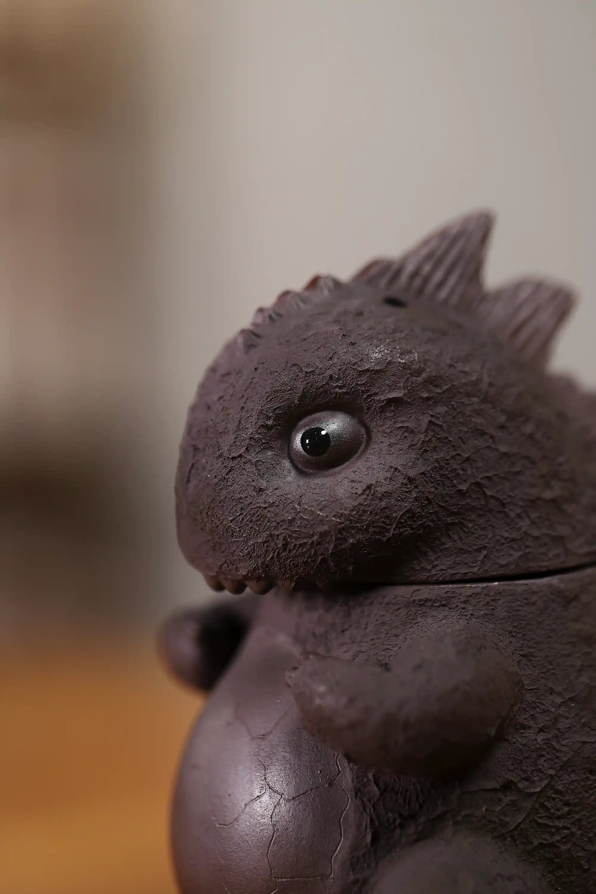 Handmade Black Clay Dinosaur Teapot