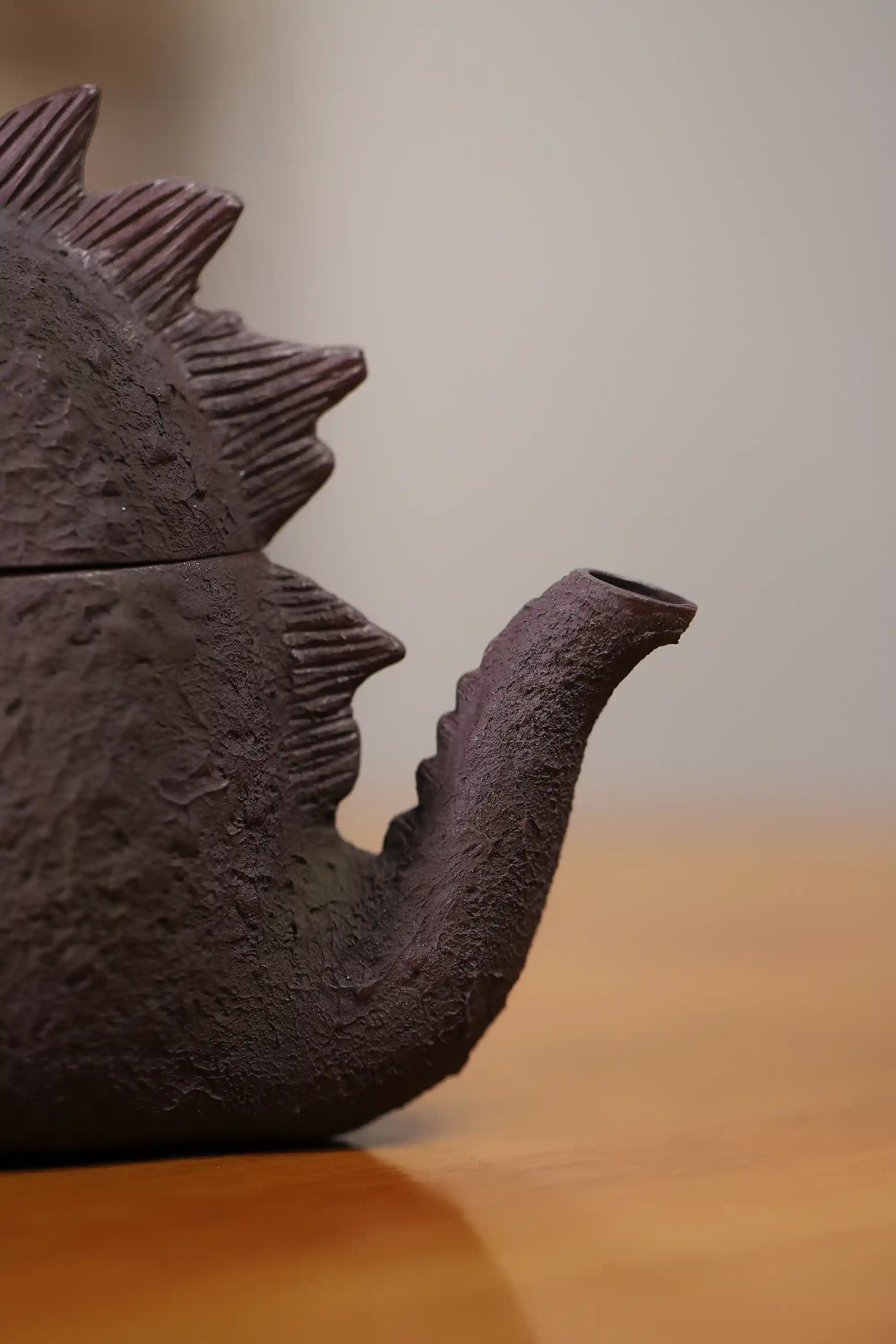 Handmade Black Clay Dinosaur Teapot