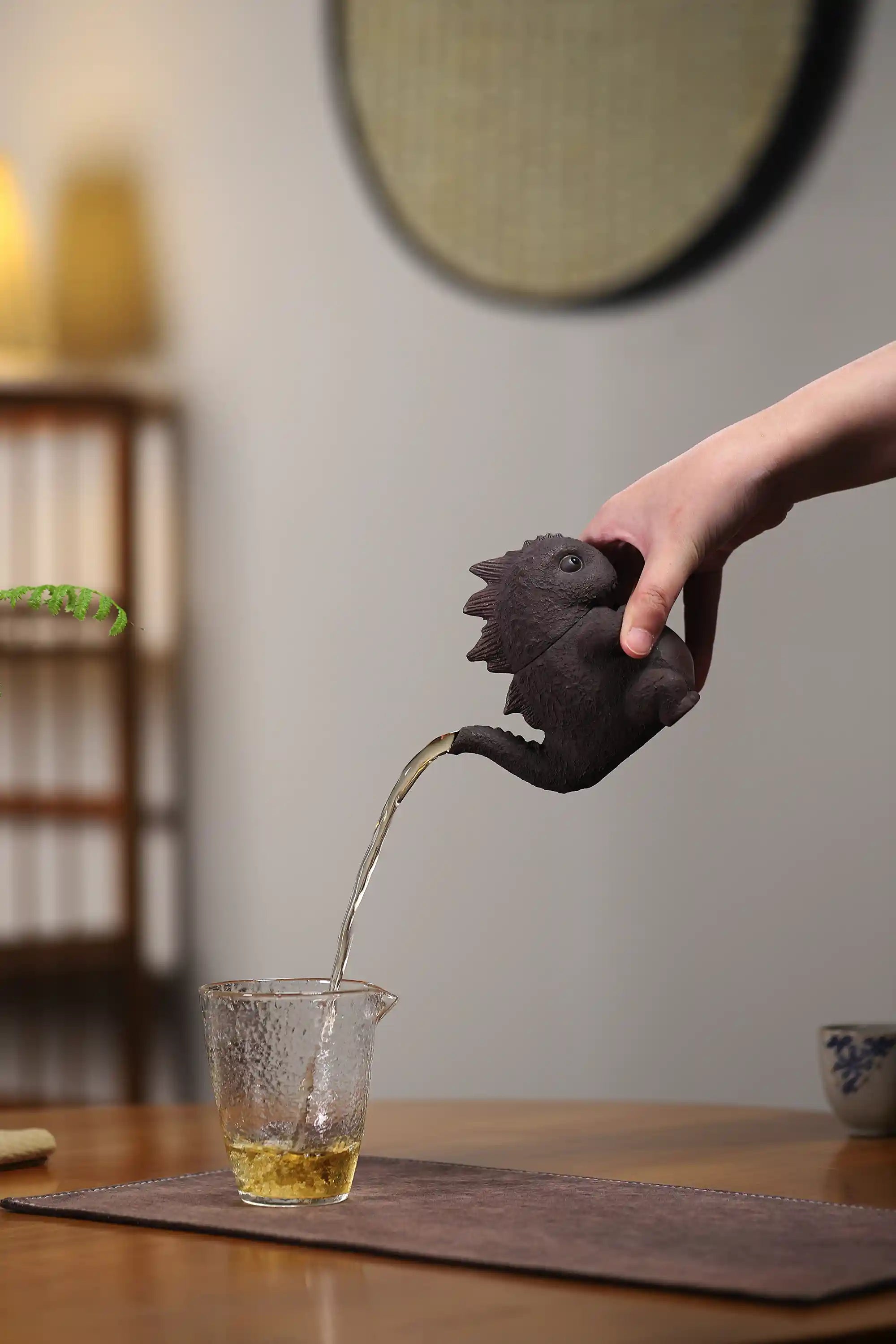 Handmade Black Clay Dinosaur Teapot