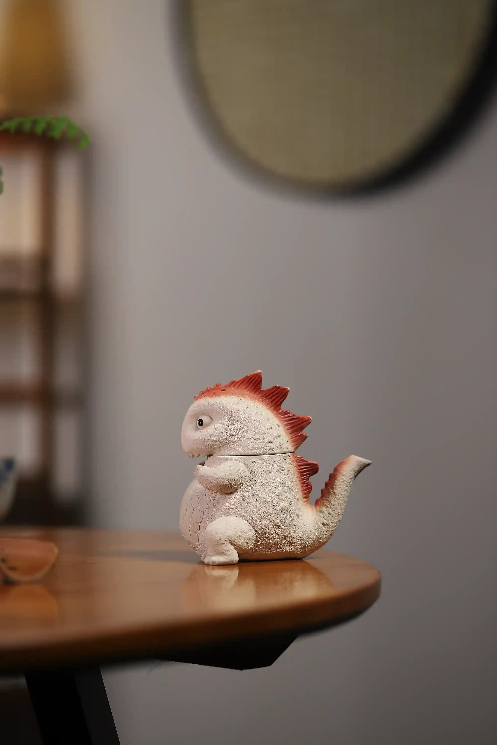 Handmade White Ceramic Dinosaur Teapot