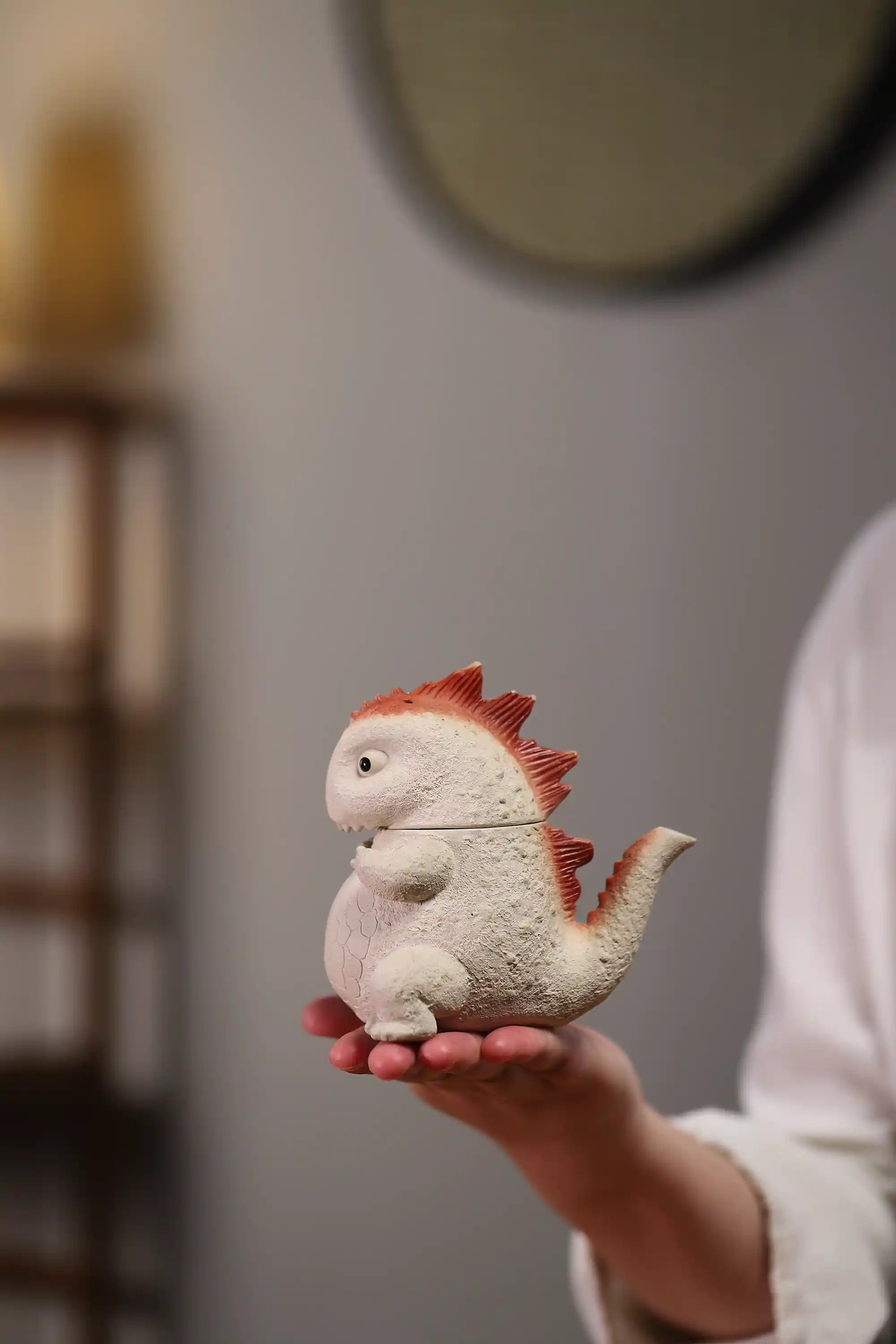 Handmade White Ceramic Dinosaur Teapot