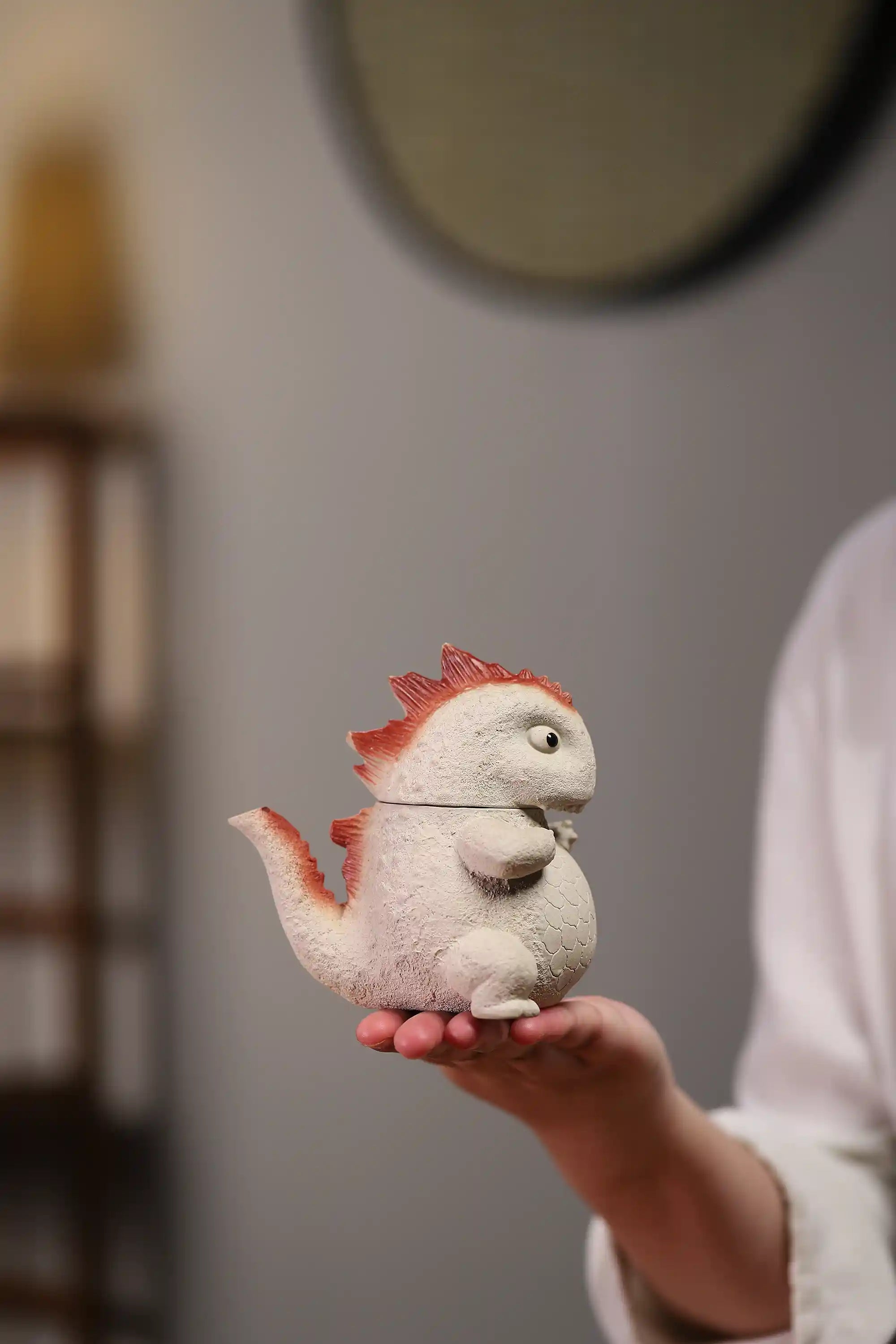 Handmade White Ceramic Dinosaur Teapot