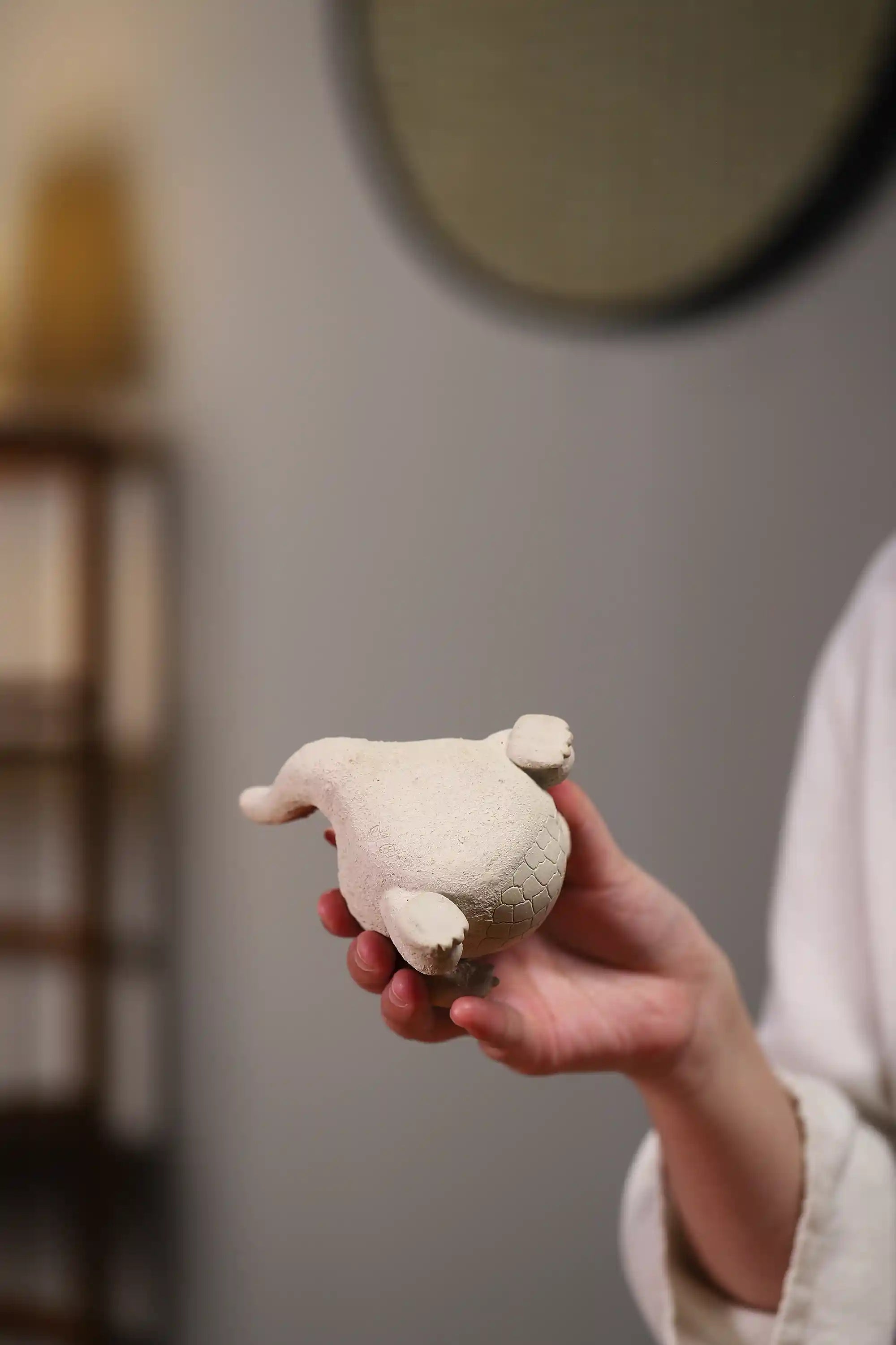 Handmade White Ceramic Dinosaur Teapot