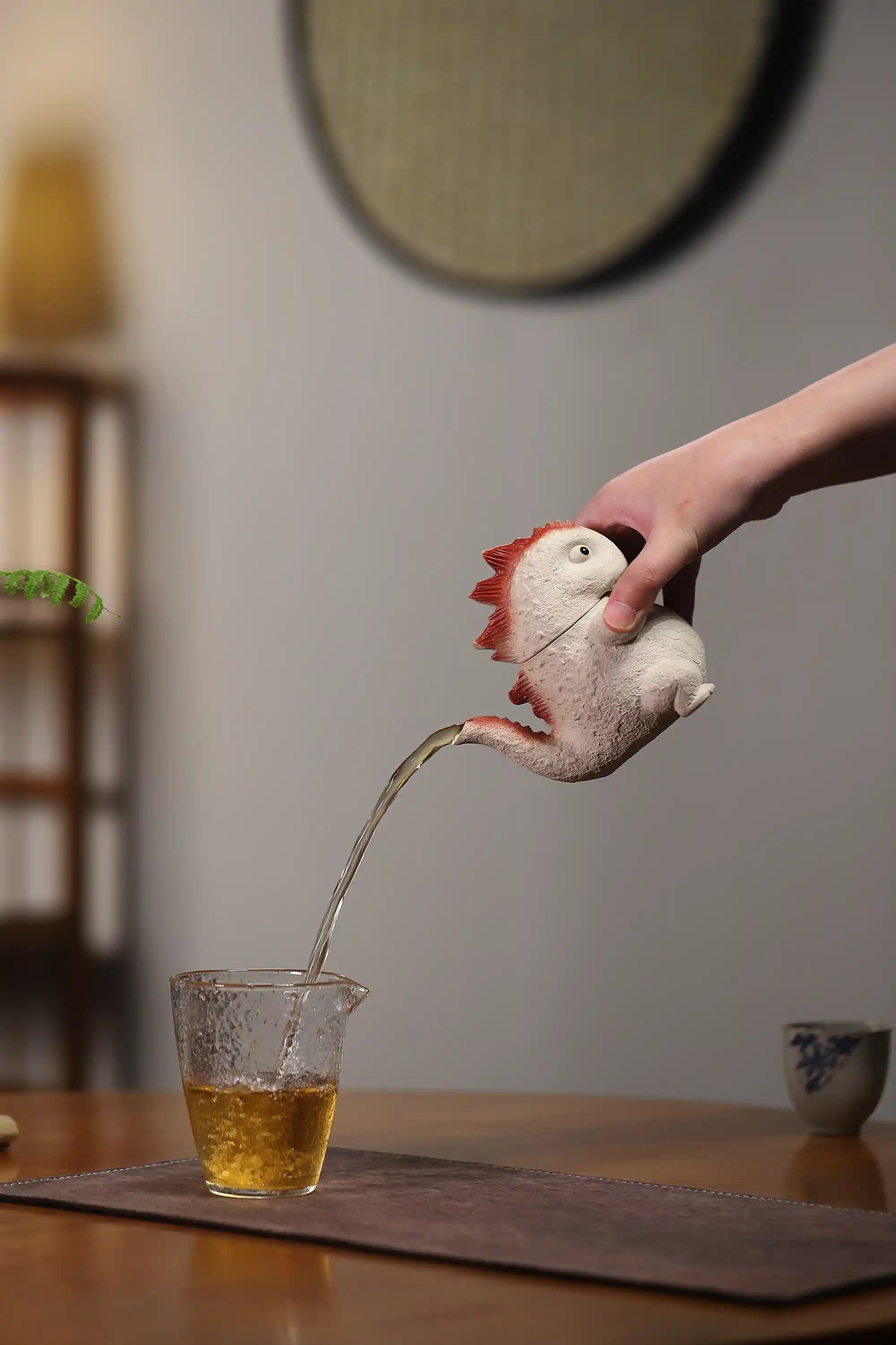 Handmade White Ceramic Dinosaur Teapot