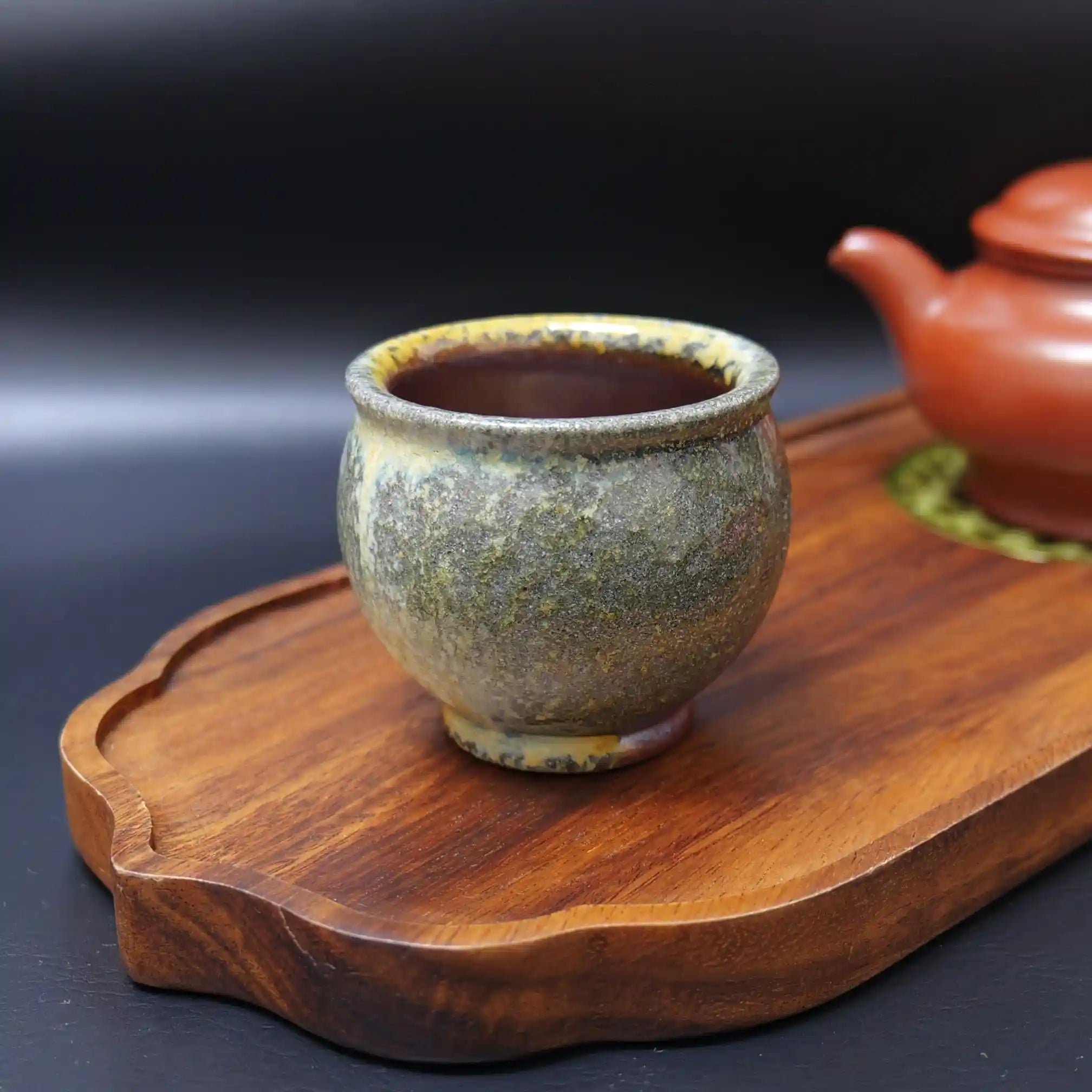 Handmade Wood-Fired "Rare Hutu" Engraved Teacup