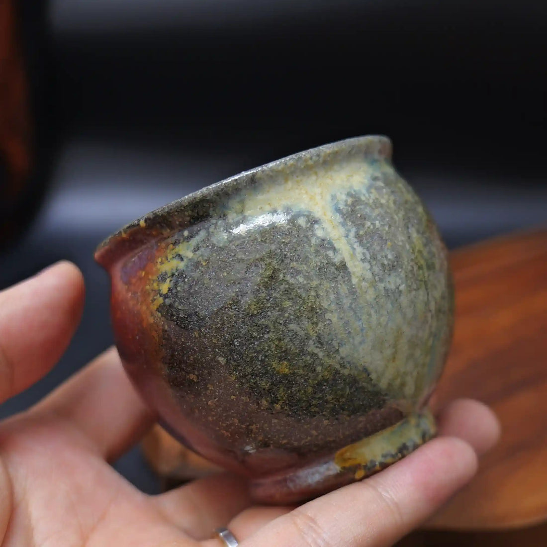 Handmade Wood-Fired "Rare Hutu" Engraved Teacup