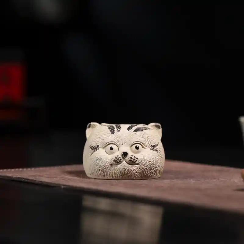 Handmade White Cat Shape Porcelain Teacup