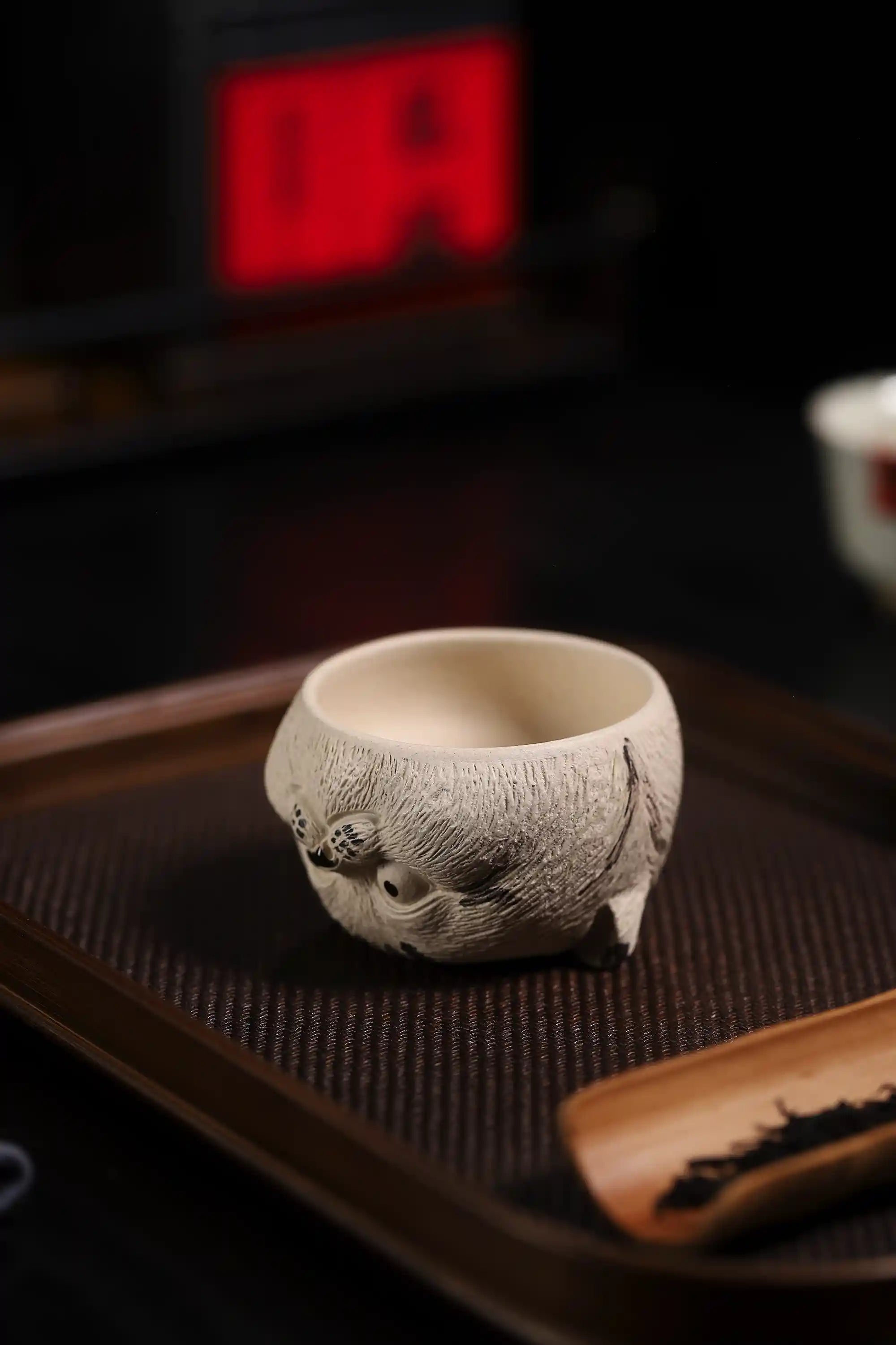 Handmade White Cat Shape Porcelain Teacup