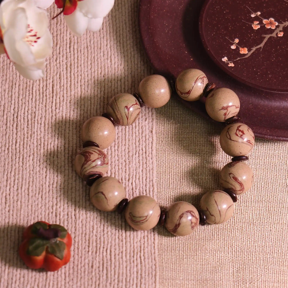 Light Brown Flowing Pattern Dunhuang Colored Sand Bracelet