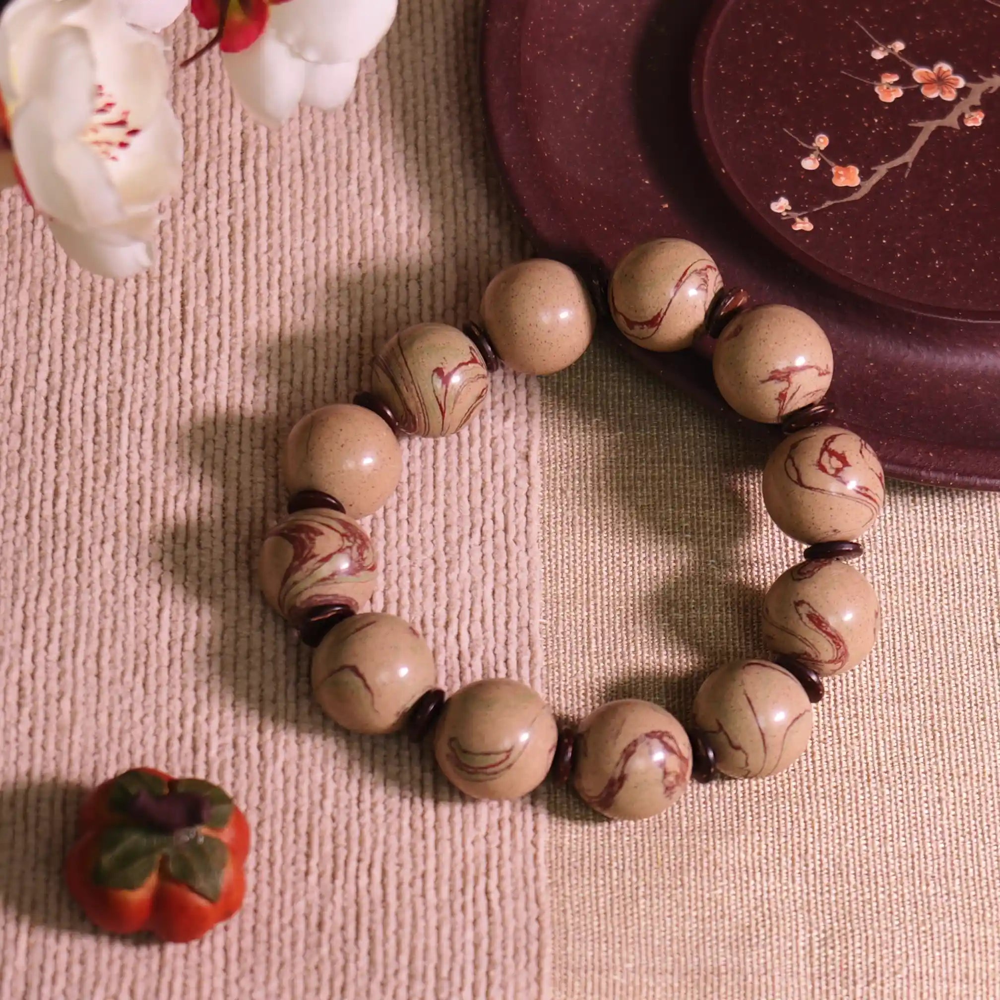 Light Brown Flowing Pattern Dunhuang Colored Sand Bracelet