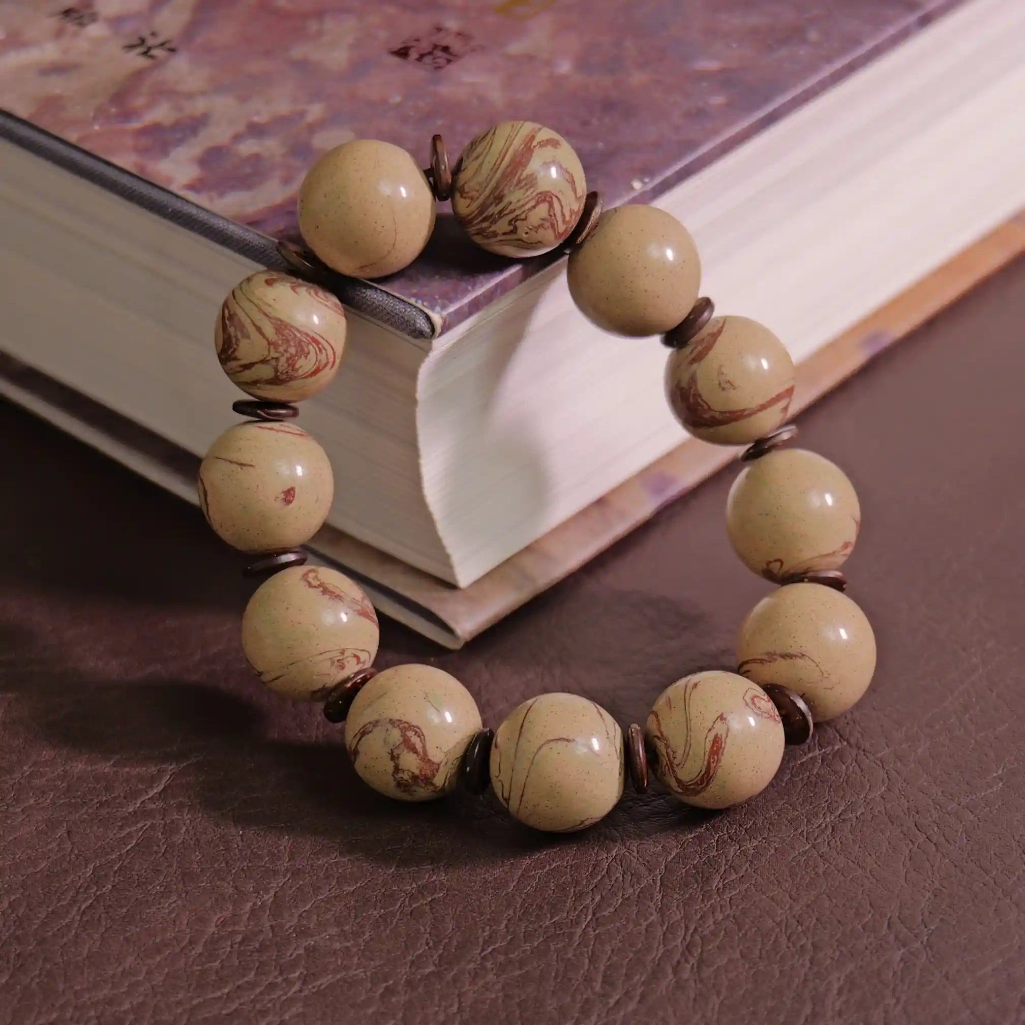 Light Brown Flowing Pattern Dunhuang Colored Sand Bracelet