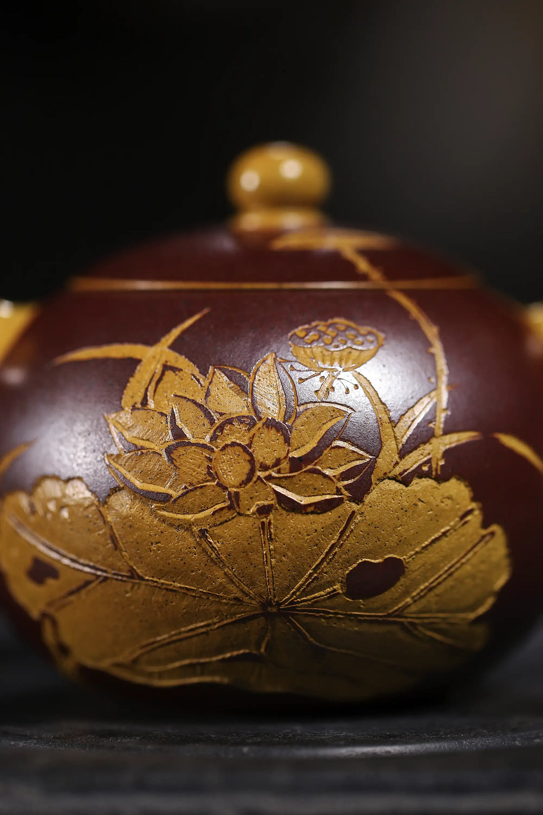 Lotus & 'Ode to Lotus' Carving Fully Handmade Duan Clay 'Xishi' Yixing Teapot