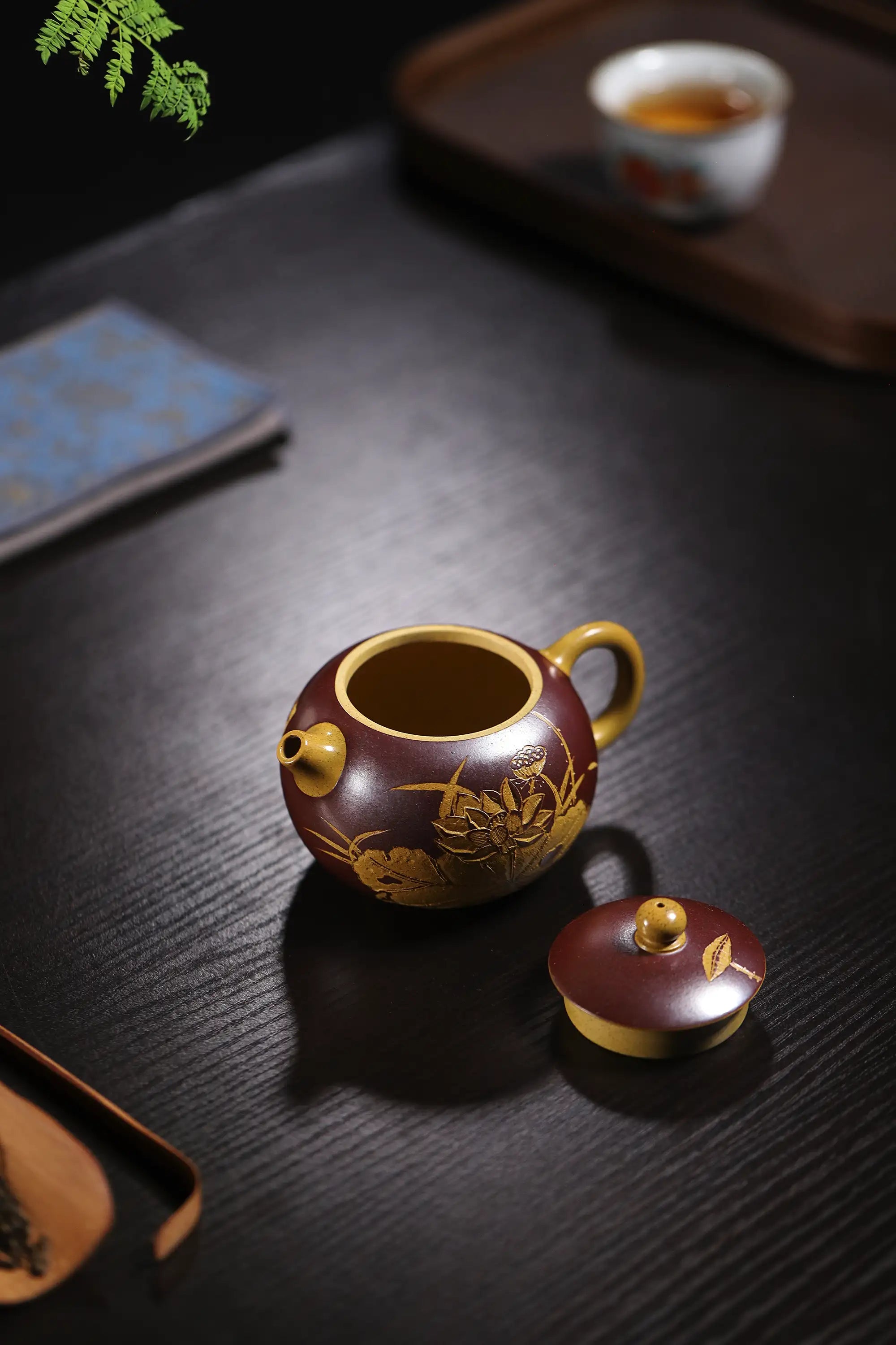 Lotus & 'Ode to Lotus' Carving Fully Handmade Duan Clay 'Xishi' Yixing Teapot