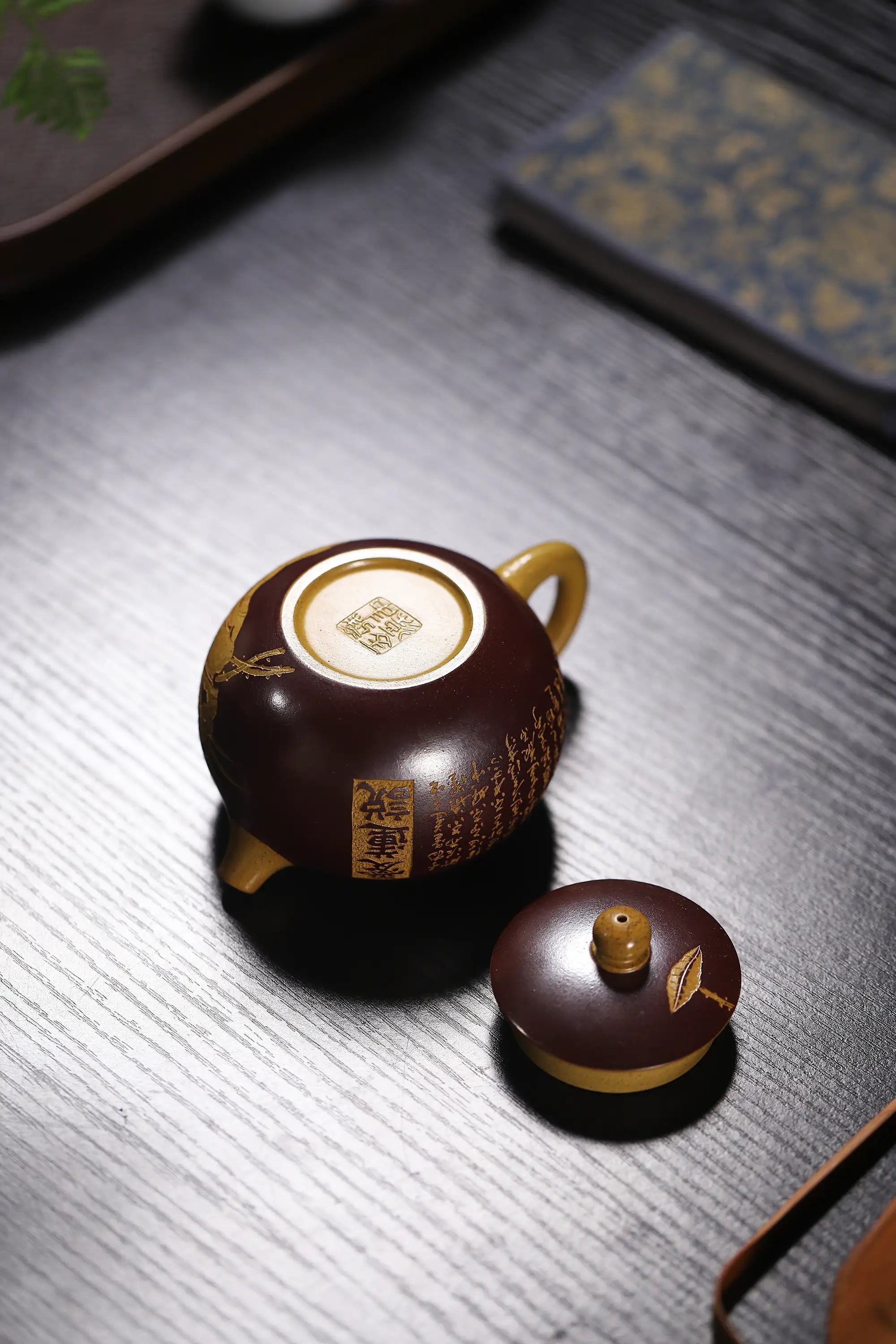 Lotus & 'Ode to Lotus' Carving Fully Handmade Duan Clay 'Xishi' Yixing Teapot