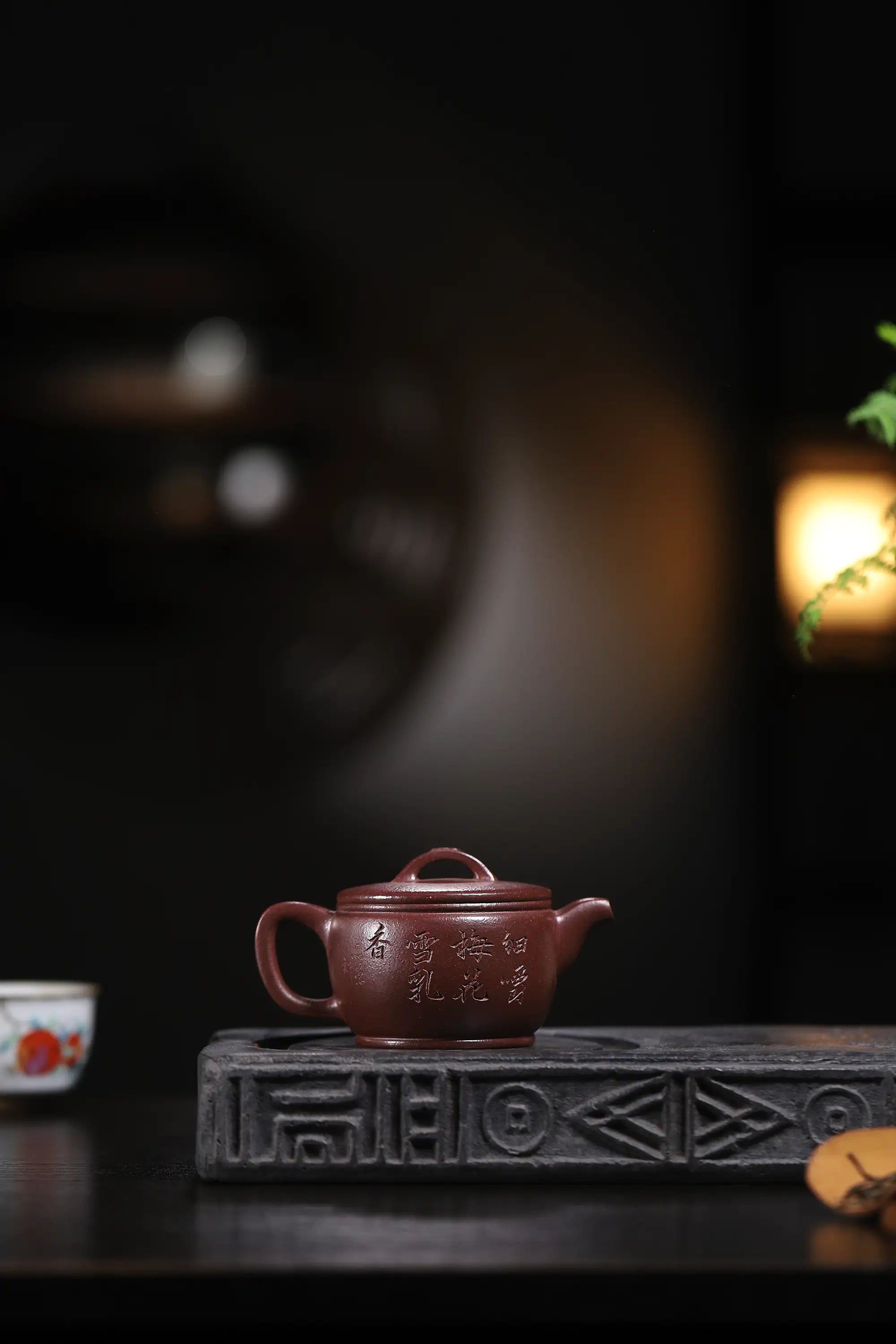 Magpie on Plum Blossom Clay-Painting Fully Handmade Dragon Blood-Purple Clay 'Han Wa' Yixing Teapot