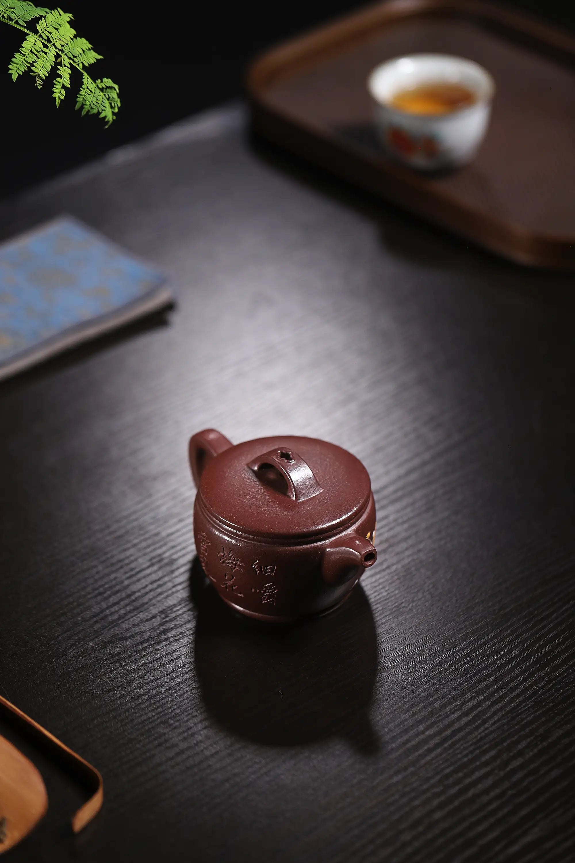 Magpie on Plum Blossom Clay-Painting Fully Handmade Dragon Blood-Purple Clay 'Han Wa' Yixing Teapot