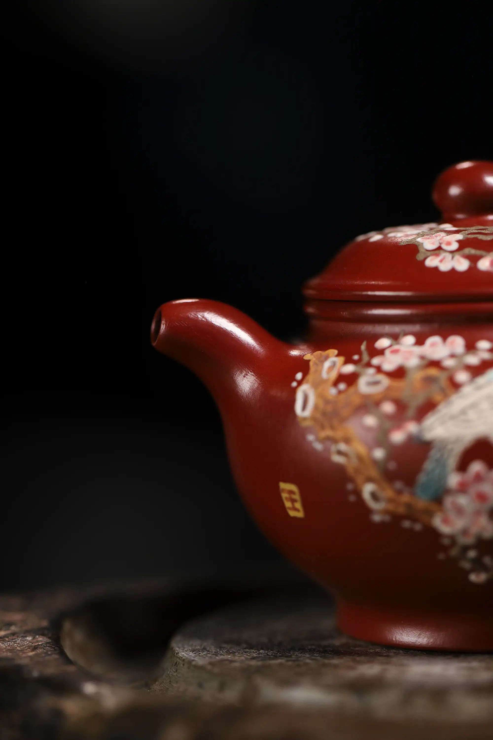 Magpie & Plum Blossom Painting Fully Handmade Zhu Ni Clay 'Duo Zhi' Yixing Teapot