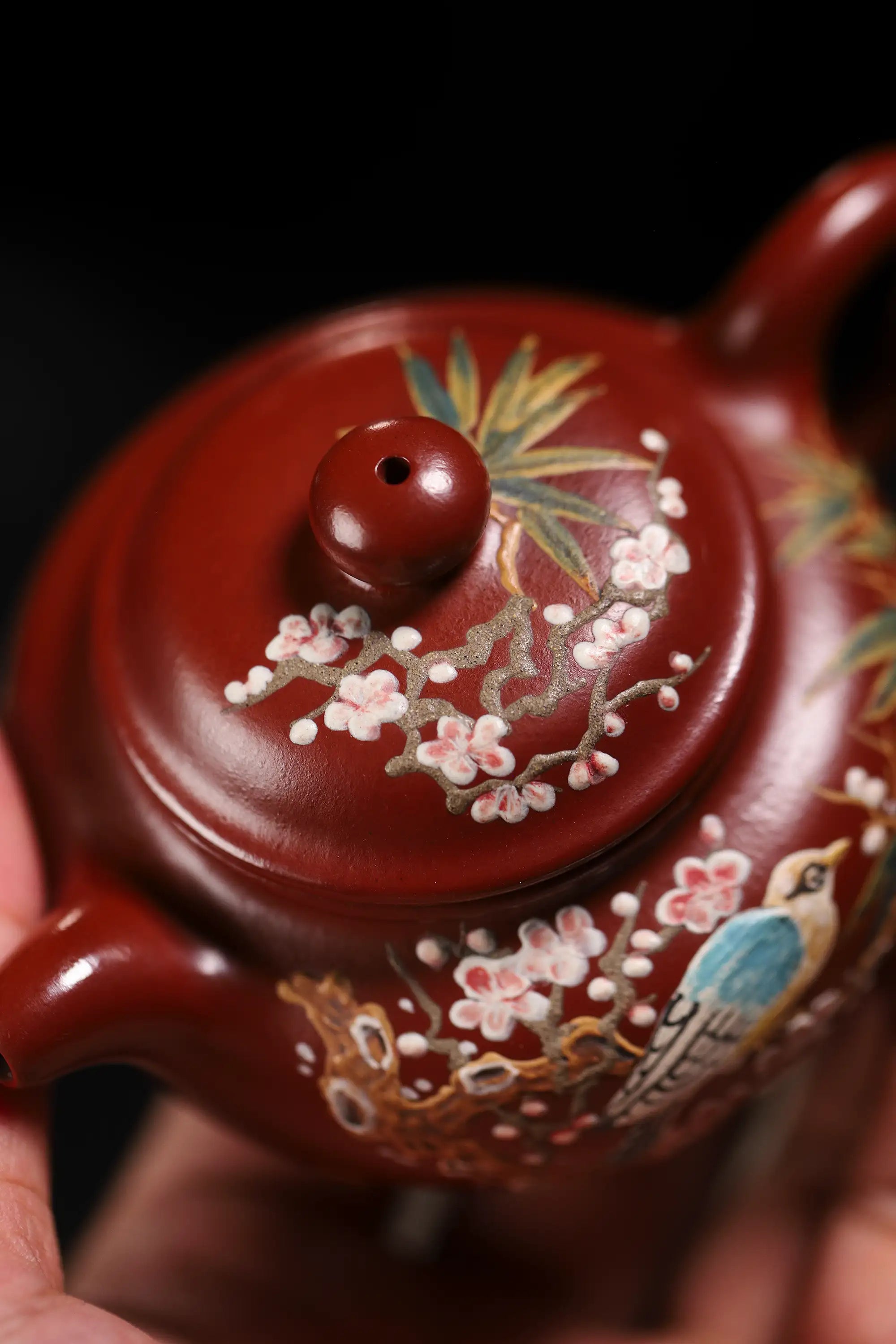 Magpie & Plum Blossom Painting Fully Handmade Zhu Ni Clay 'Duo Zhi' Yixing Teapot