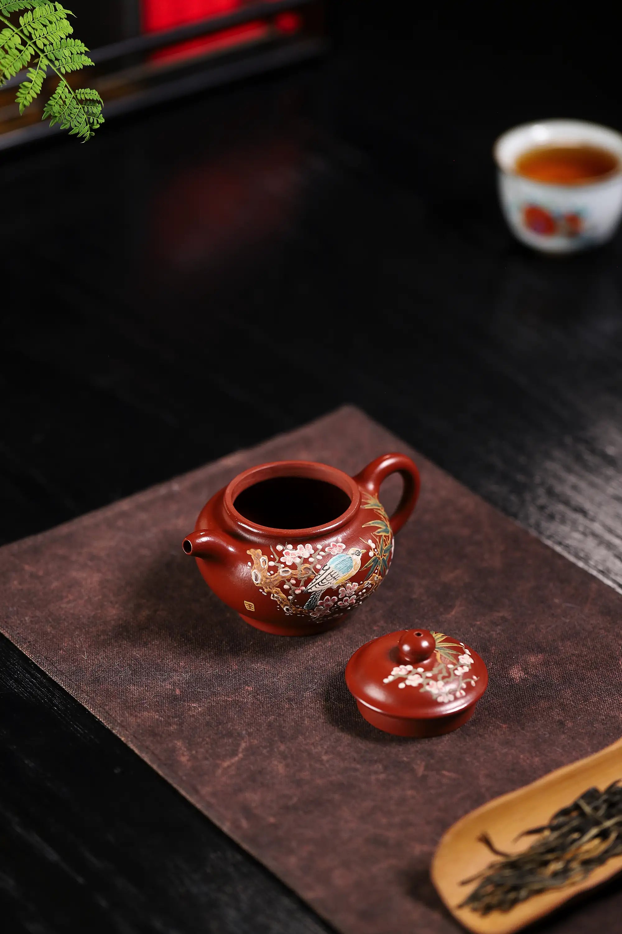 Magpie & Plum Blossom Painting Fully Handmade Zhu Ni Clay 'Duo Zhi' Yixing Teapot