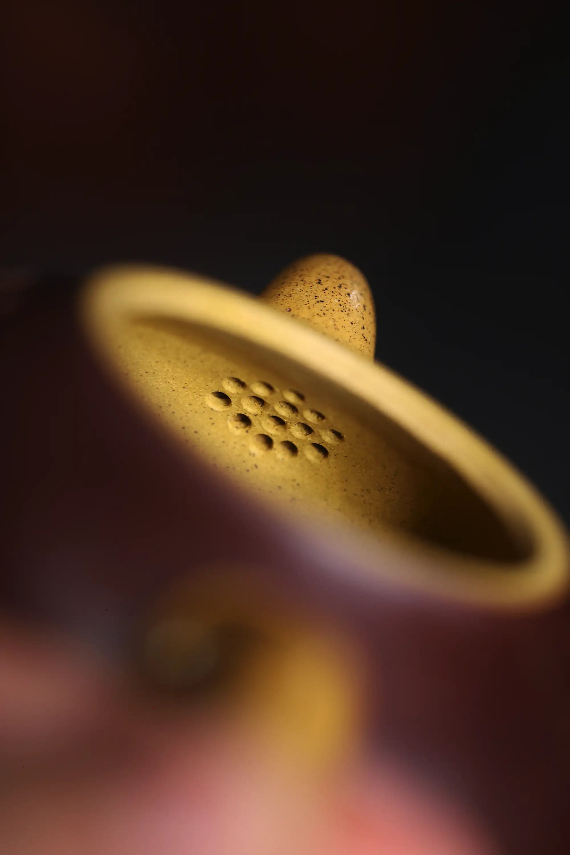 Magpie on Plum Blossom Powder-Decorated Fully Handmade Golden Duan Clay 'Short Pear' Yixing Teapot