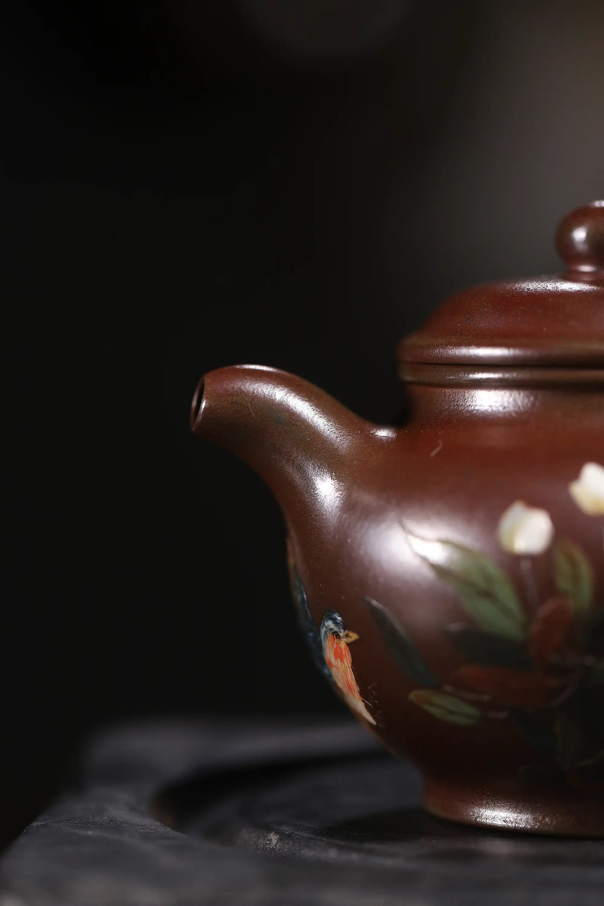 Orchid Painting Fully Handmade Tianqing-Purple Clay 'Duo Zhi' Yixing Teapot