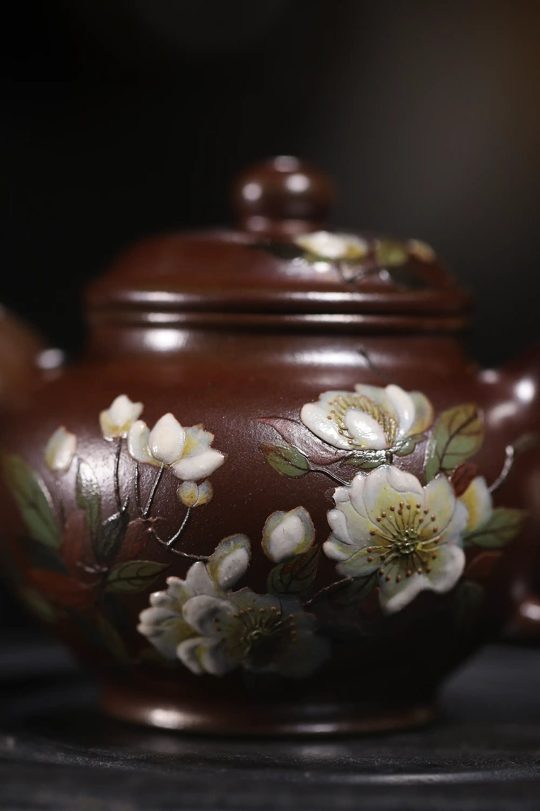 Orchid Painting Fully Handmade Tianqing-Purple Clay 'Duo Zhi' Yixing Teapot