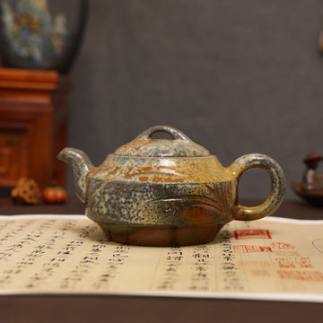 Orchid Carving Fully Handmade Purple Clay 'Hanjun' Yixing Teapot