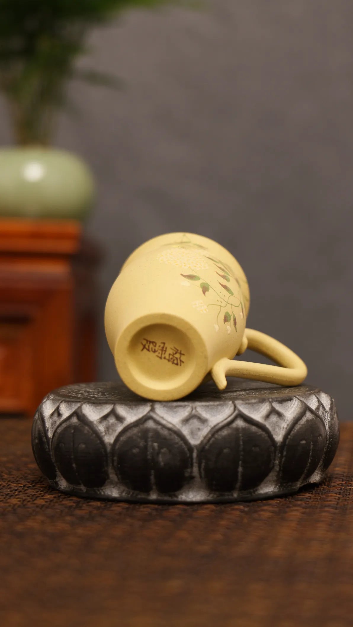 Whispering Orchid: Yixing Zisha Teacup with Butterfly Embrace
