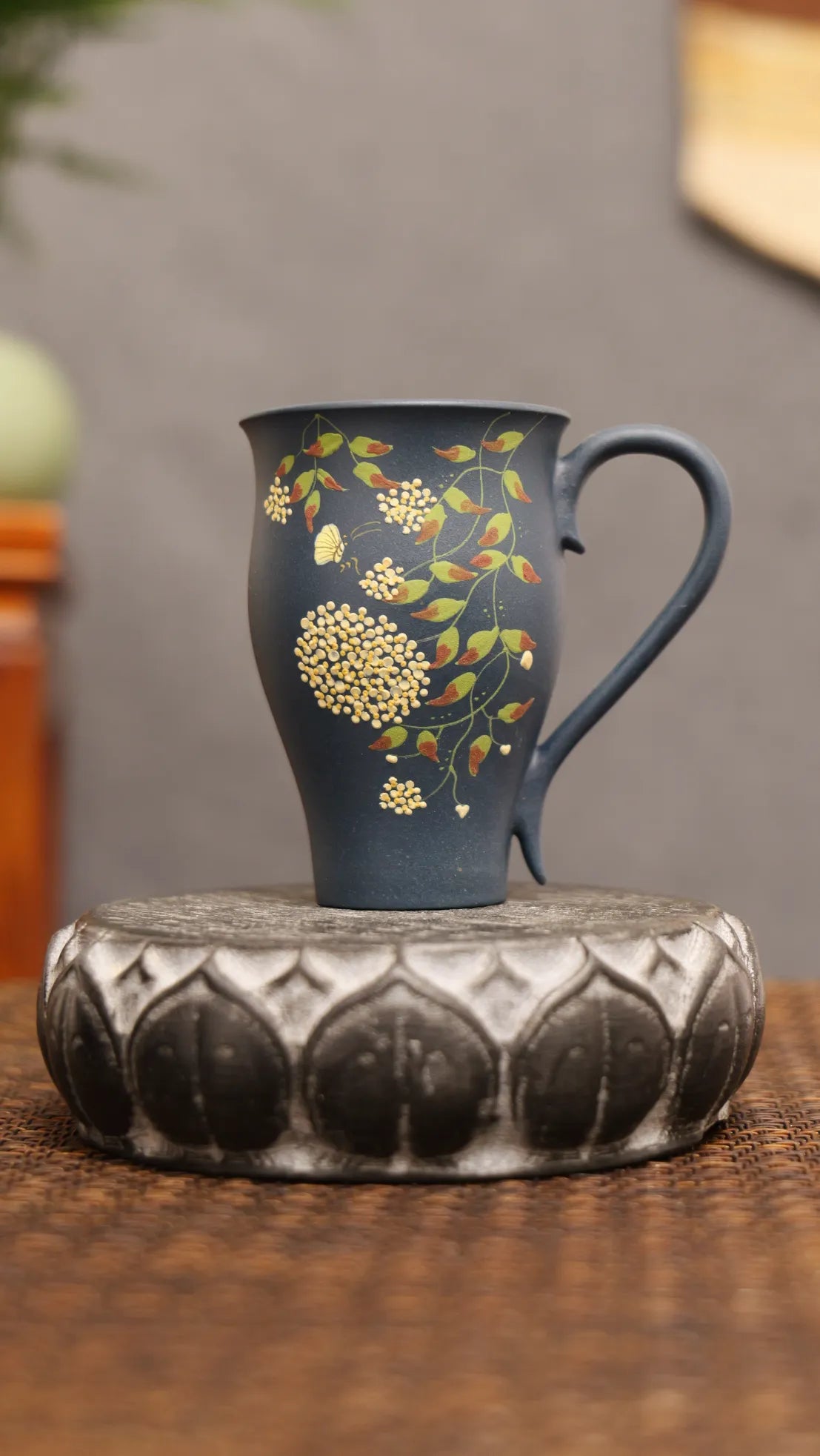 Eternal Blossom: Yixing Zisha Teacup with Butterfly Dance