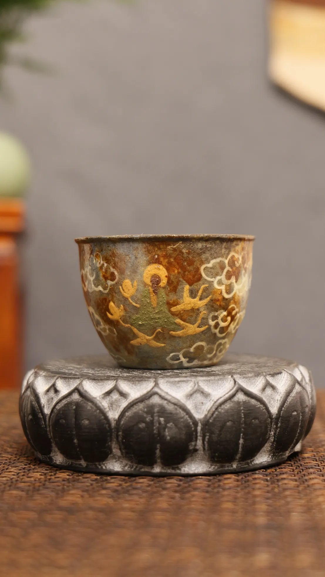 Dunhuang Pilgrim’s Chalice: Yixing Zisha Teacup with Cloud & Bird Motif