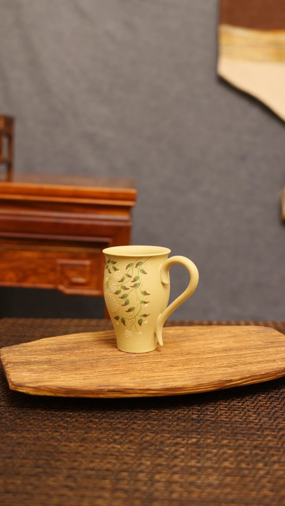 Whispering Orchid: Yixing Zisha Teacup with Butterfly Embrace