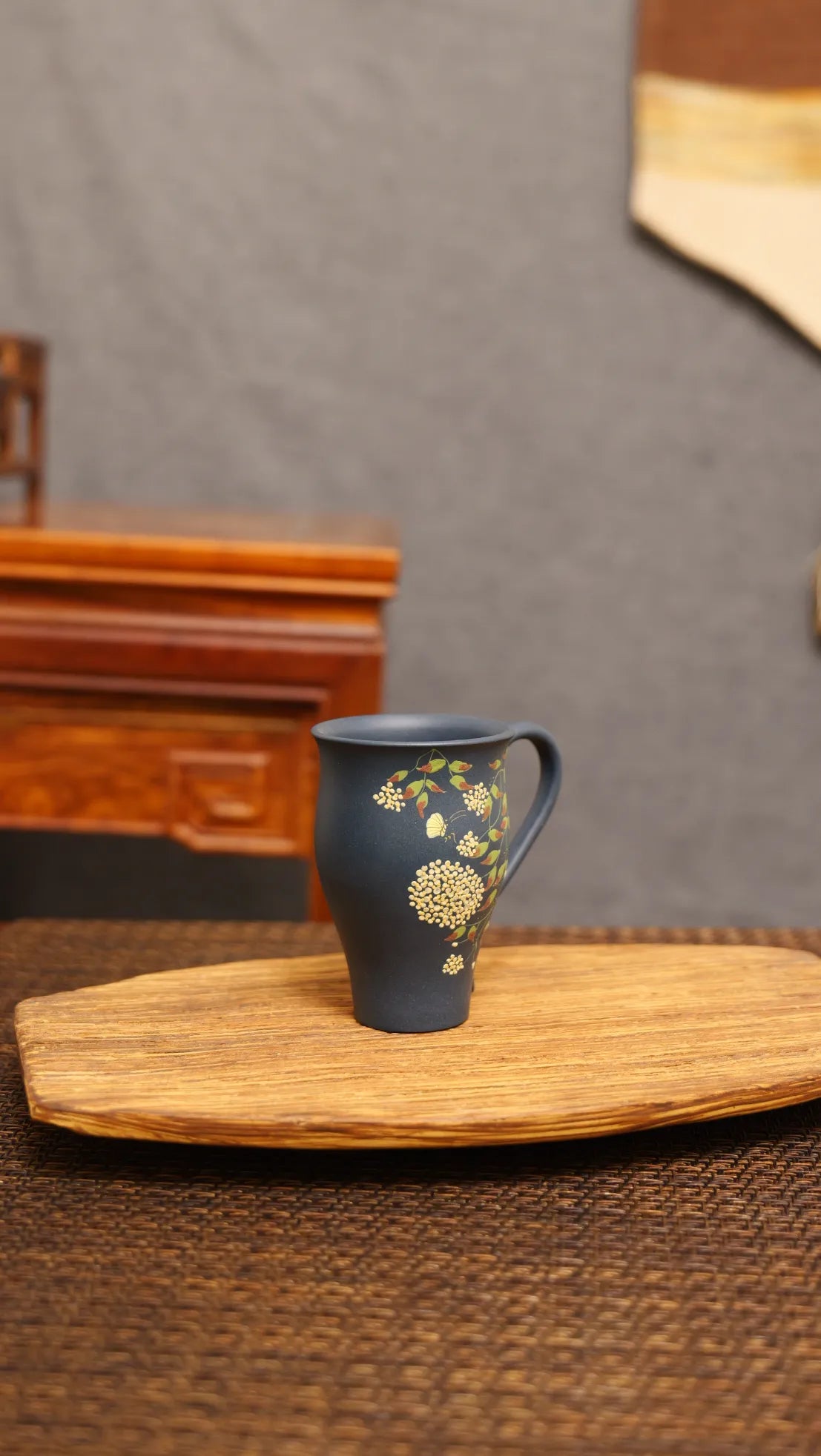 Eternal Blossom: Yixing Zisha Teacup with Butterfly Dance