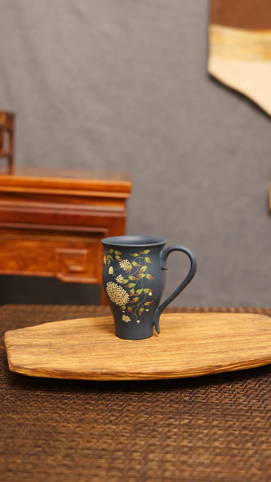 Eternal Blossom: Yixing Zisha Teacup with Butterfly Dance