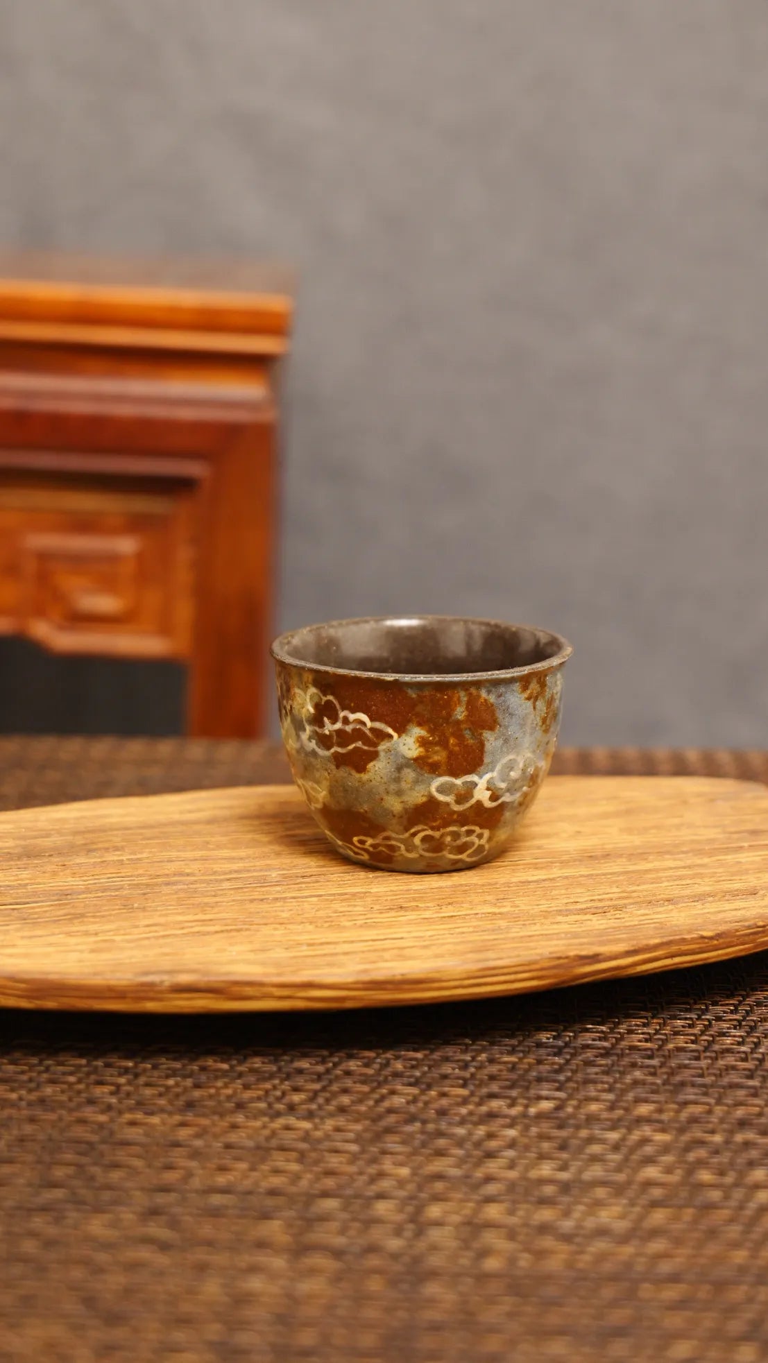 Dunhuang Pilgrim’s Chalice: Yixing Zisha Teacup with Cloud & Bird Motif