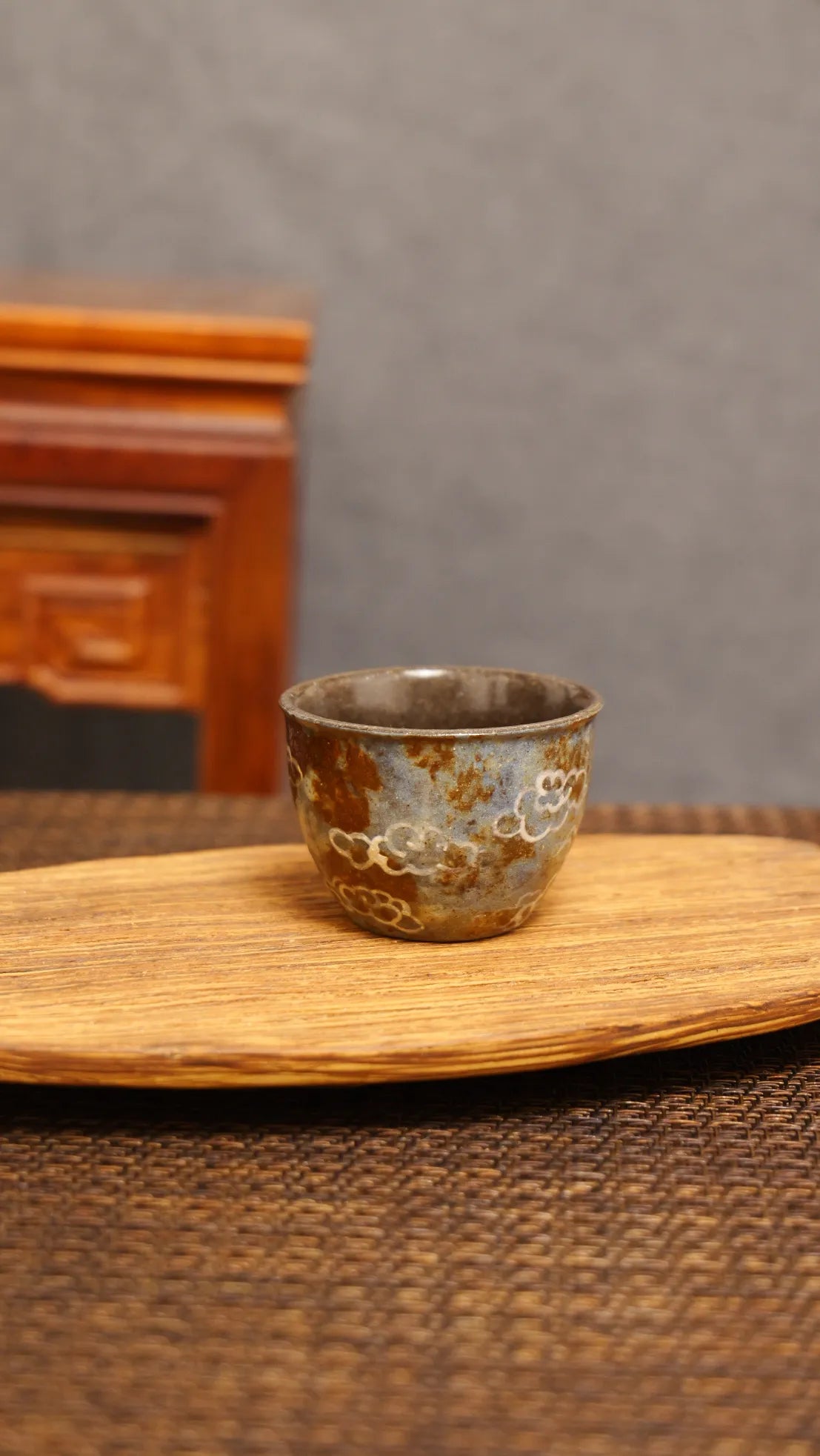 Dunhuang Pilgrim’s Chalice: Yixing Zisha Teacup with Cloud & Bird Motif