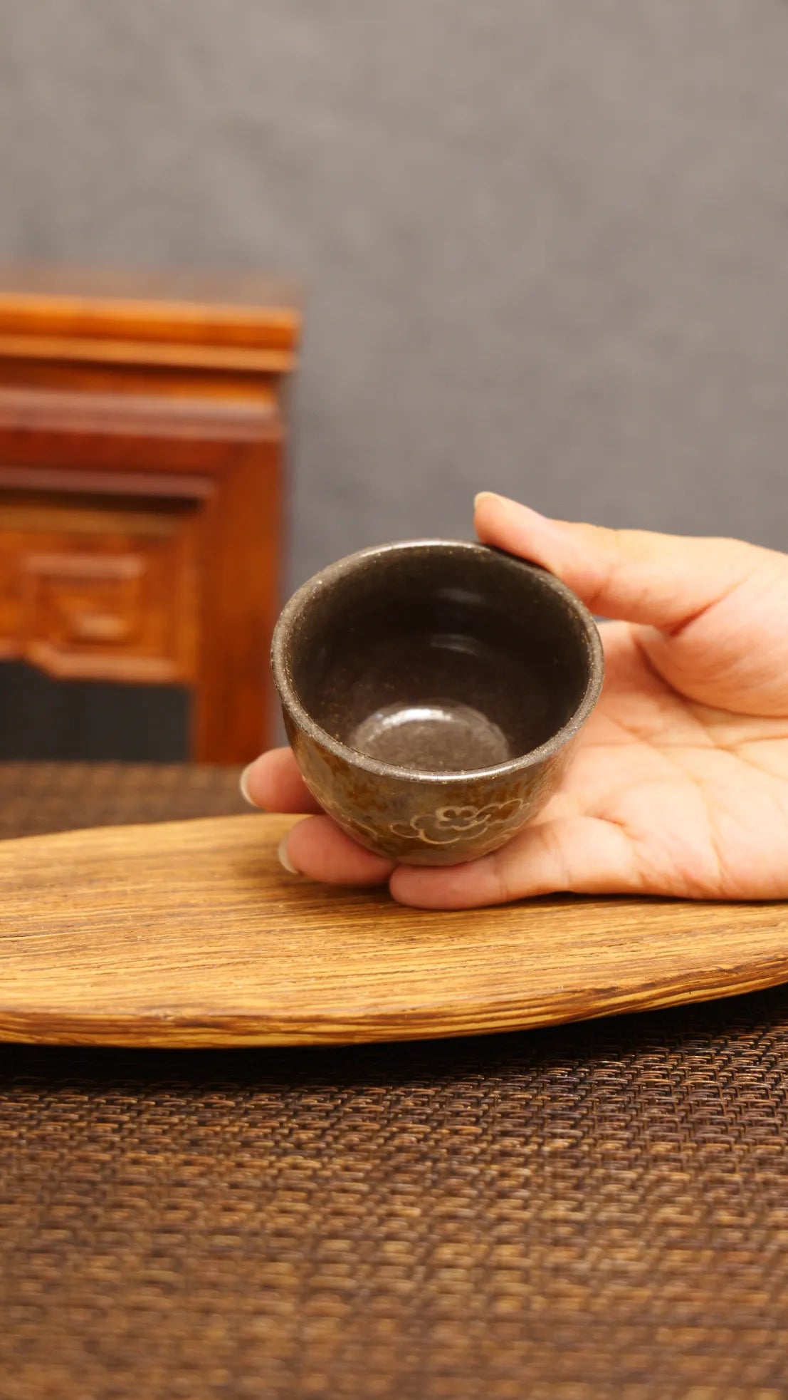 Dunhuang Pilgrim’s Chalice: Yixing Zisha Teacup with Cloud & Bird Motif