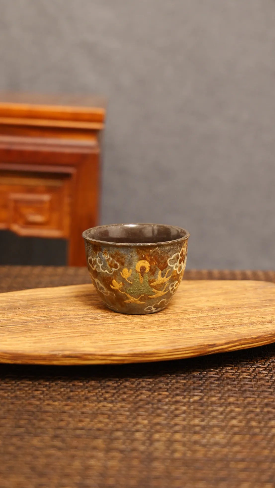 Dunhuang Pilgrim’s Chalice: Yixing Zisha Teacup with Cloud & Bird Motif