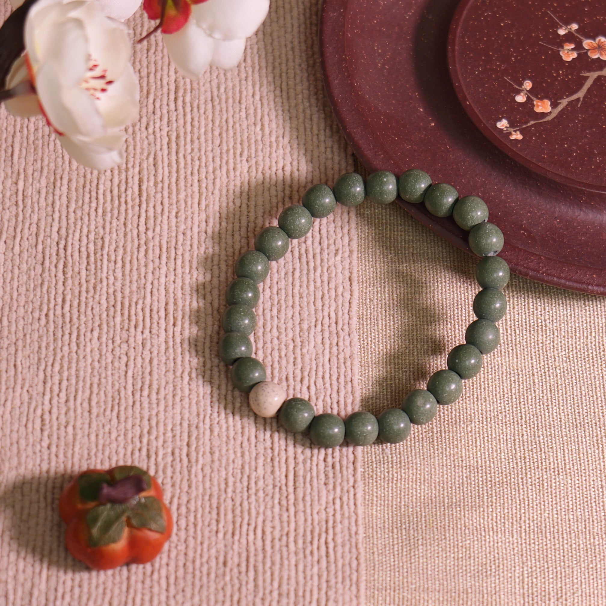 Emerald Green Yixing Zisha Bracelet (Zen Style)