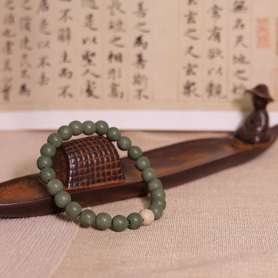 Emerald Green Yixing Zisha Bracelet (Zen Style)