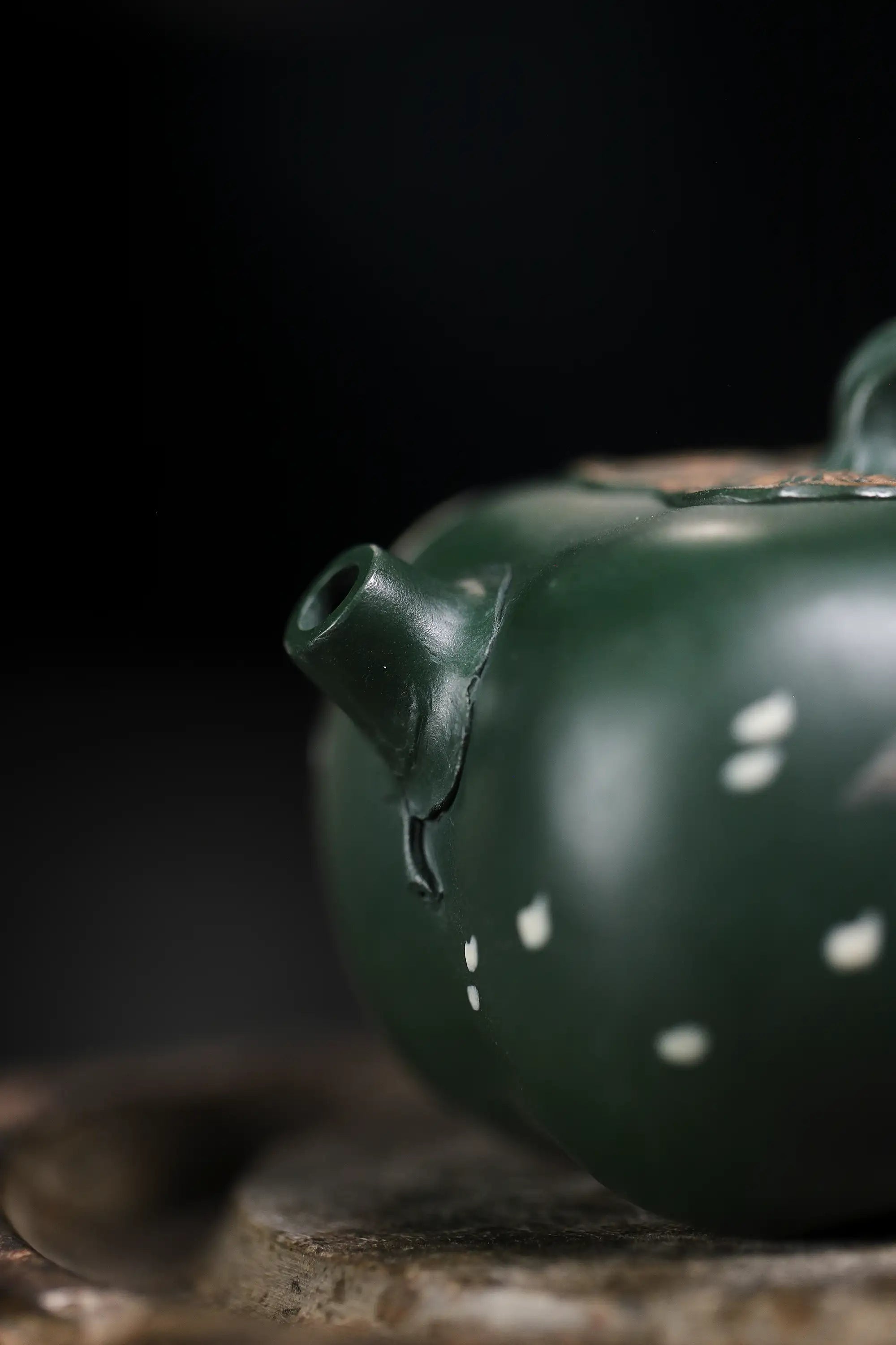 Pear Blossom Painting Fully Handmade Aged Green Clay 'Persimmon Auspiciousness' Yixing Teapot