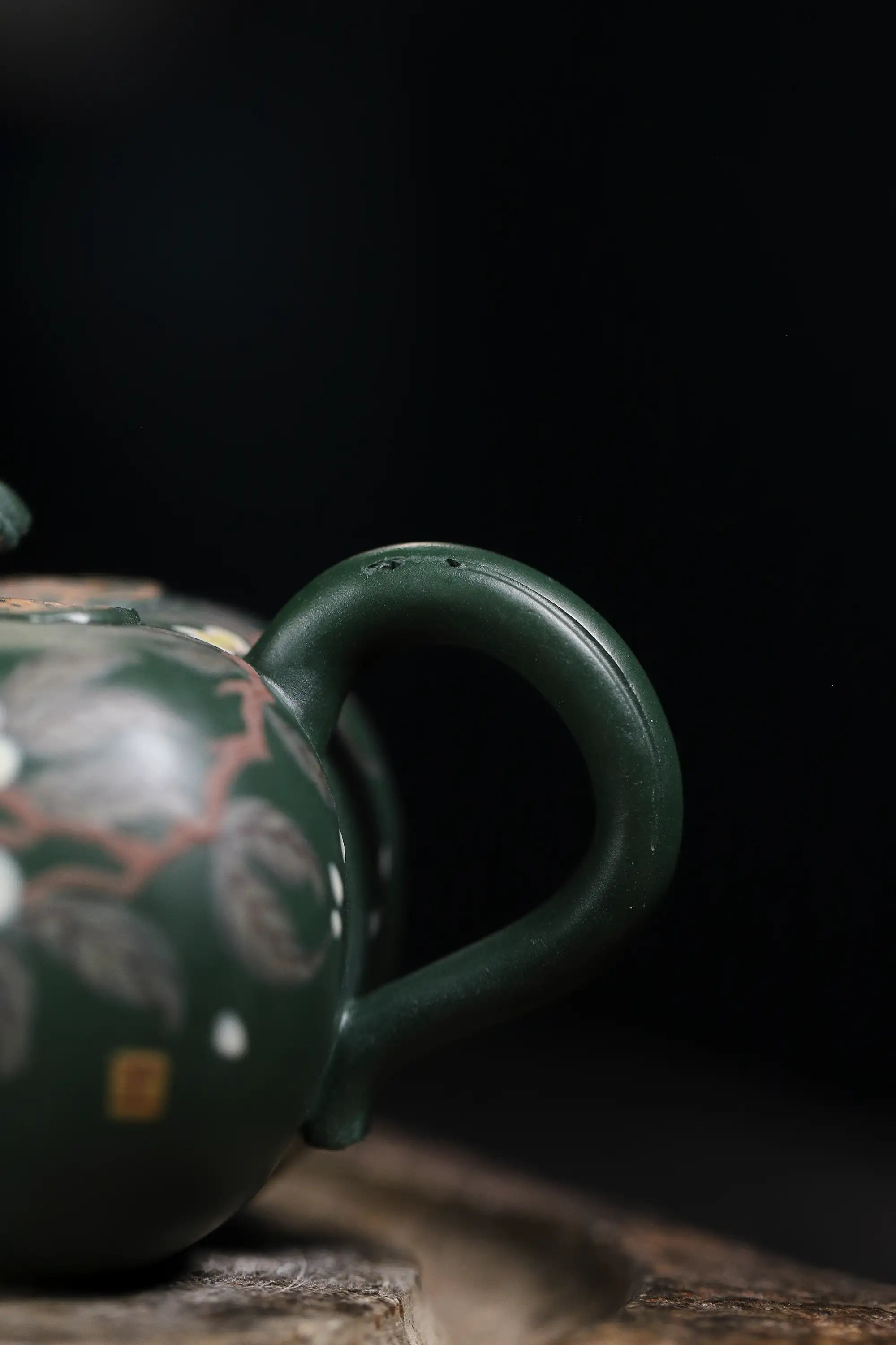 Pear Blossom Painting Fully Handmade Aged Green Clay 'Persimmon Auspiciousness' Yixing Teapot