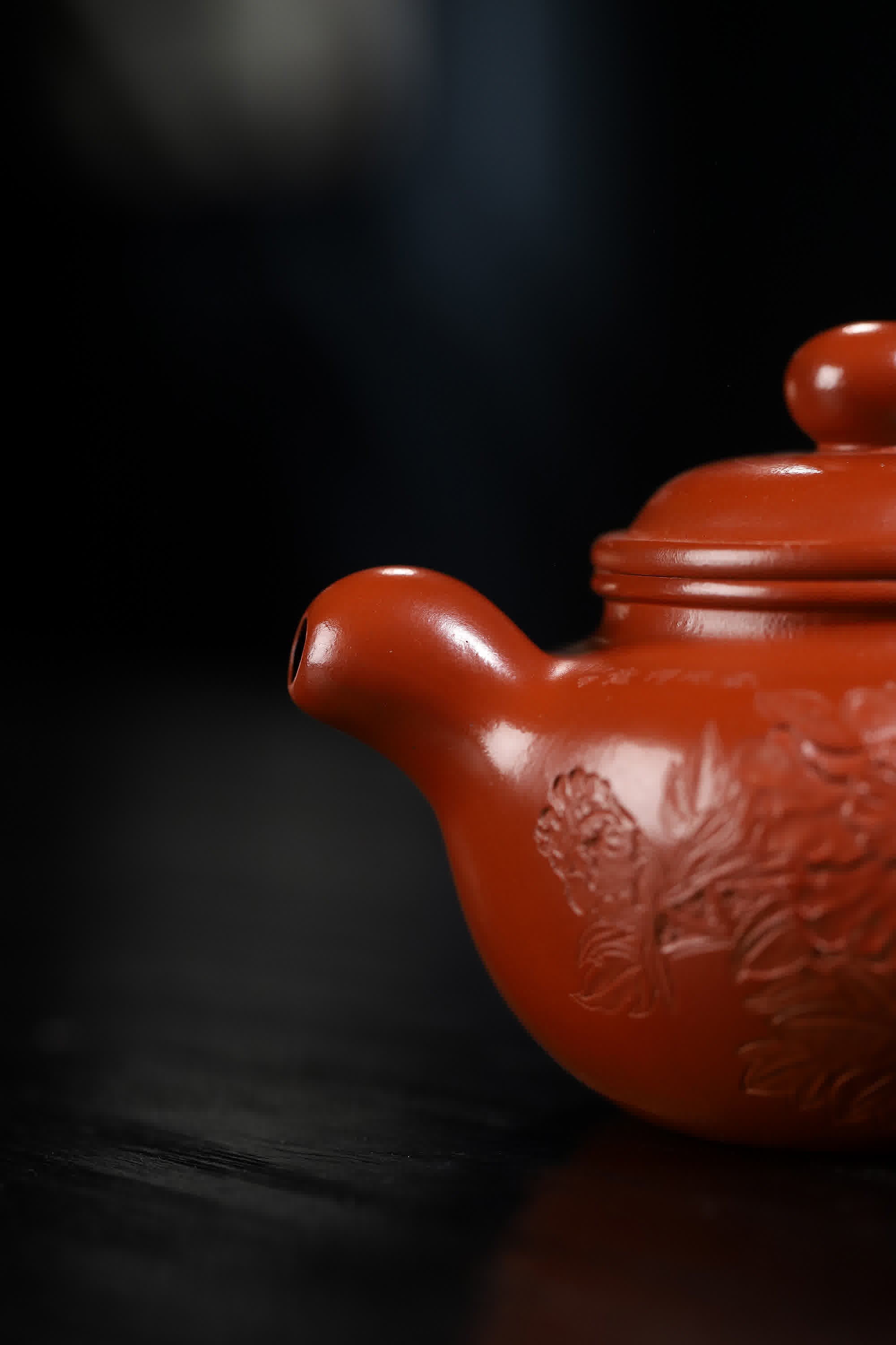 Peony Carving Fully Handmade Zhu Ni 'Dao Hong' Yixing Teapot