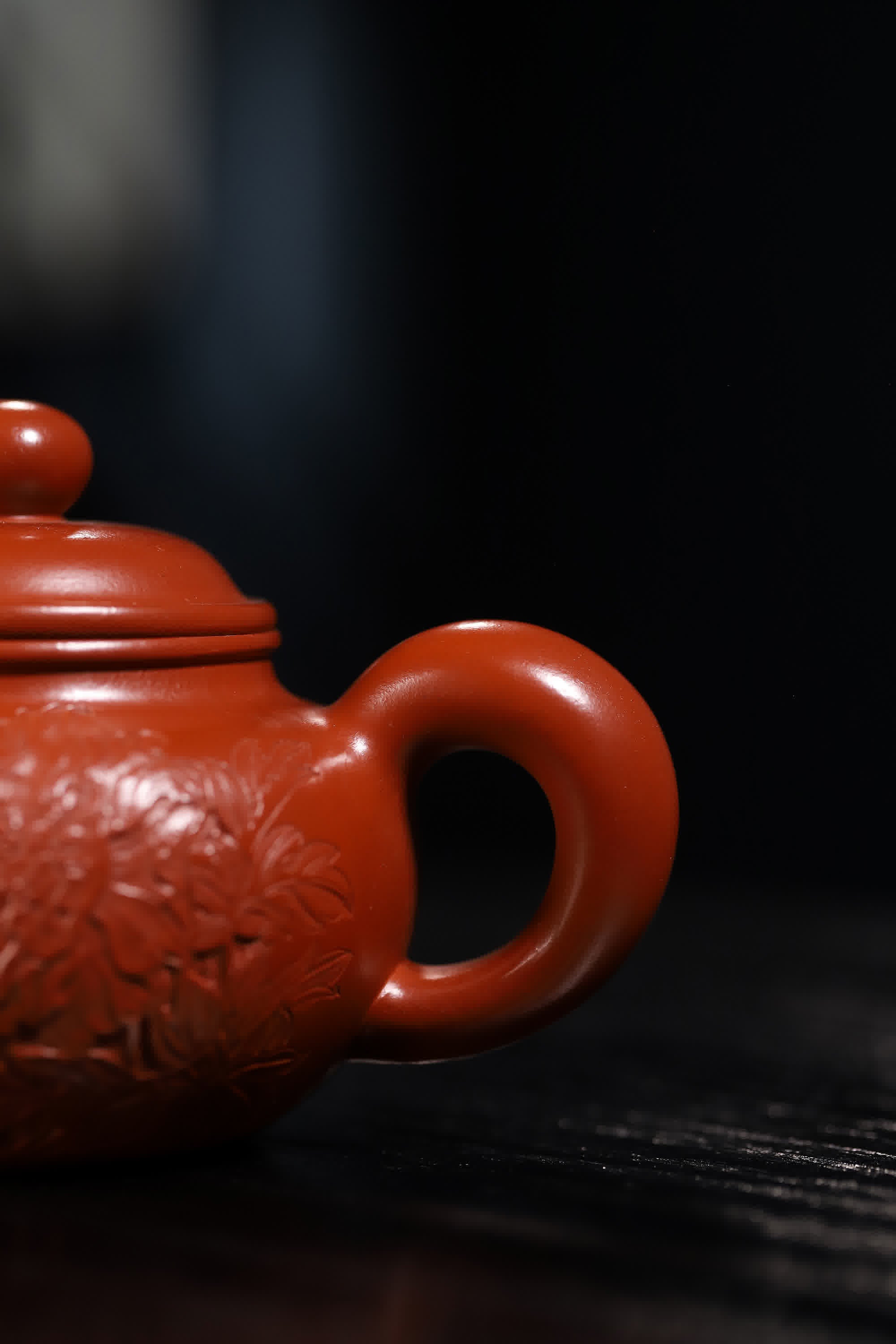 Peony Carving Fully Handmade Zhu Ni 'Dao Hong' Yixing Teapot
