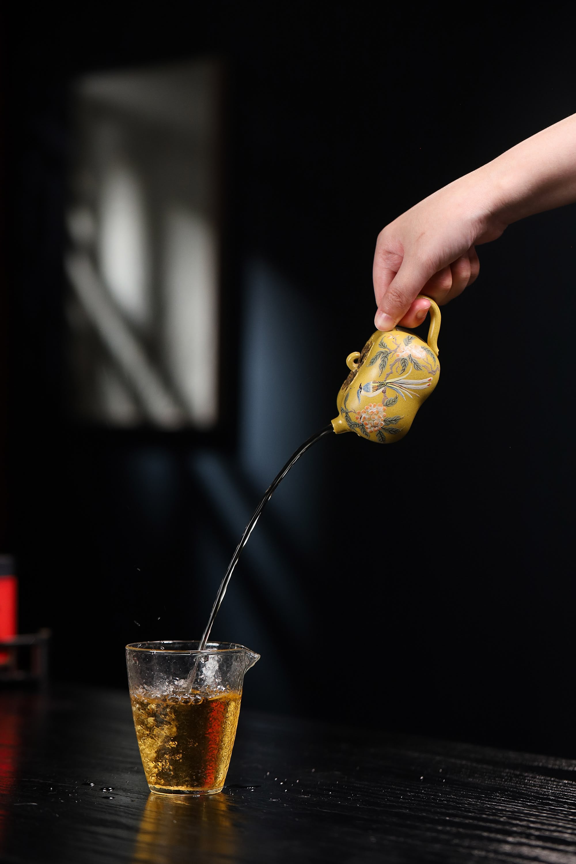 Persimmon-Shaped and Painted with Flowers and Birds Teapot Fully Handcrafted With Yixing  Golden Duanni Clay