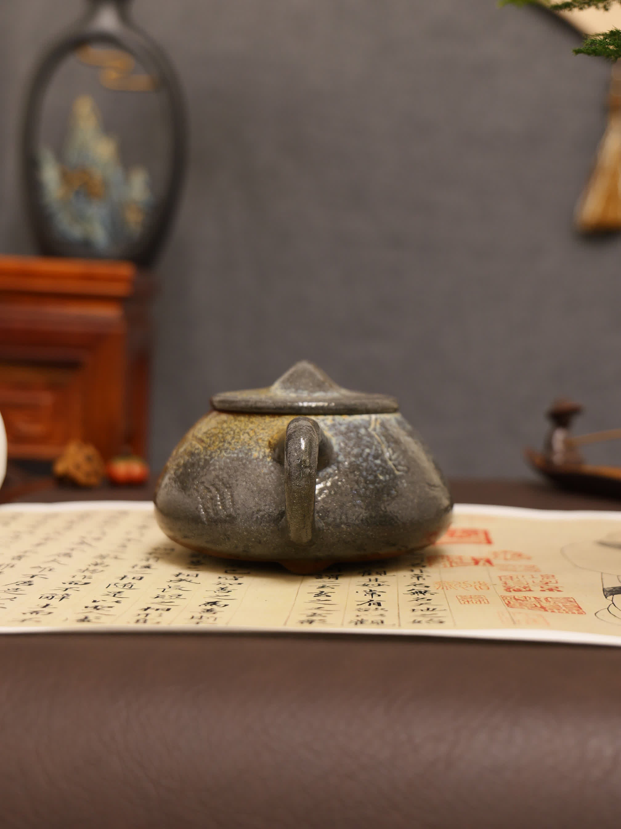 Plum Blossom Carving Fully Handmade Purple Clay 'Jingzhou Shi Piao' Yixing Teapot