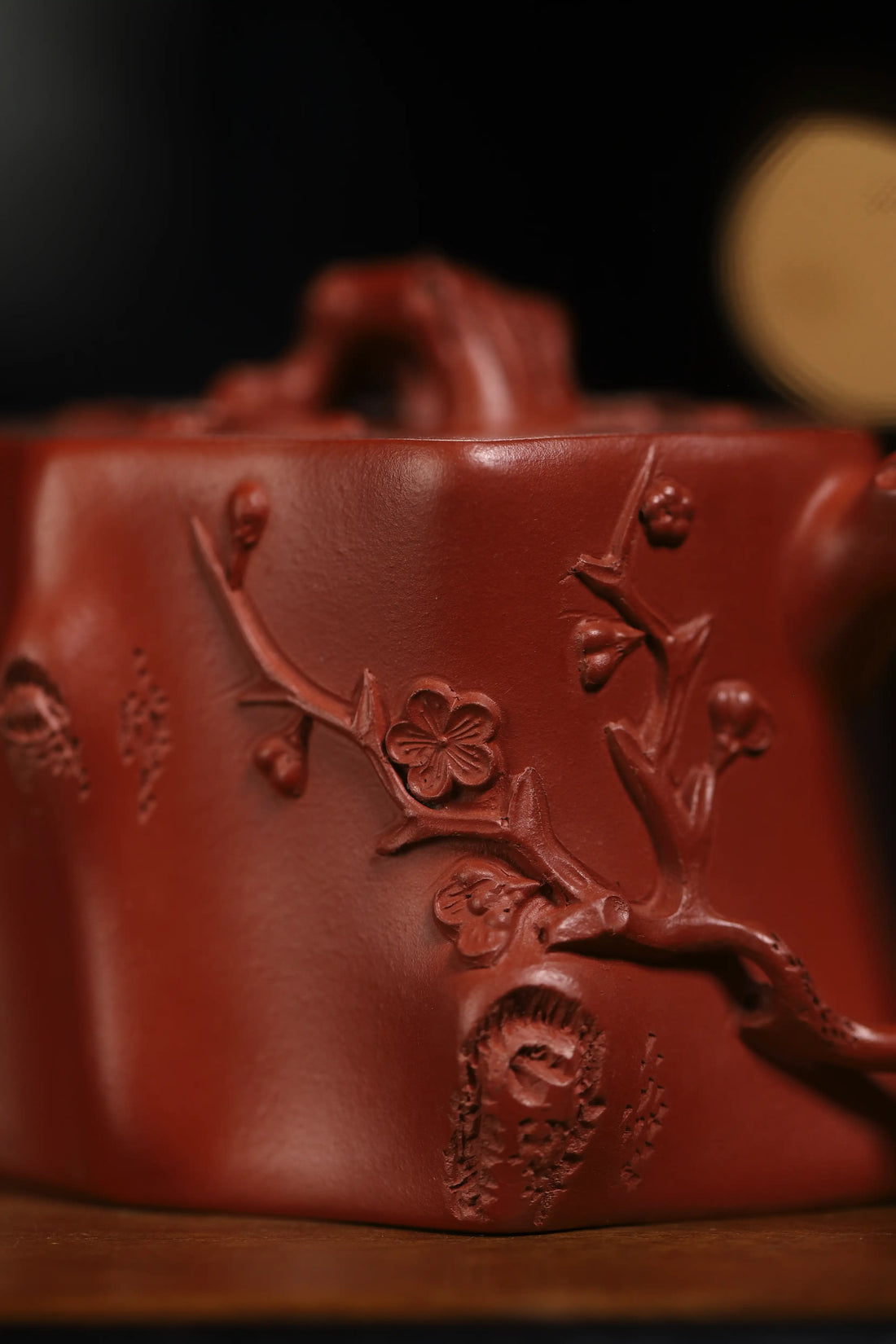 Plum Blossom Engraving Fully Handmade Zhu Ni Clay 'Mei Zhuang' Yixing Teapot
